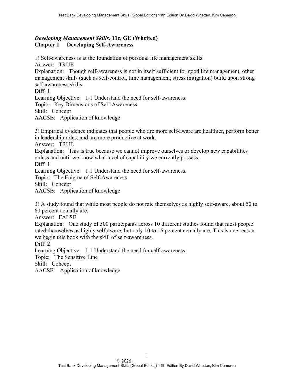 Preview page 3 of Test Bank For Developing Management Skills 11th (Global Edition) By David Whetten, Kim Cameron