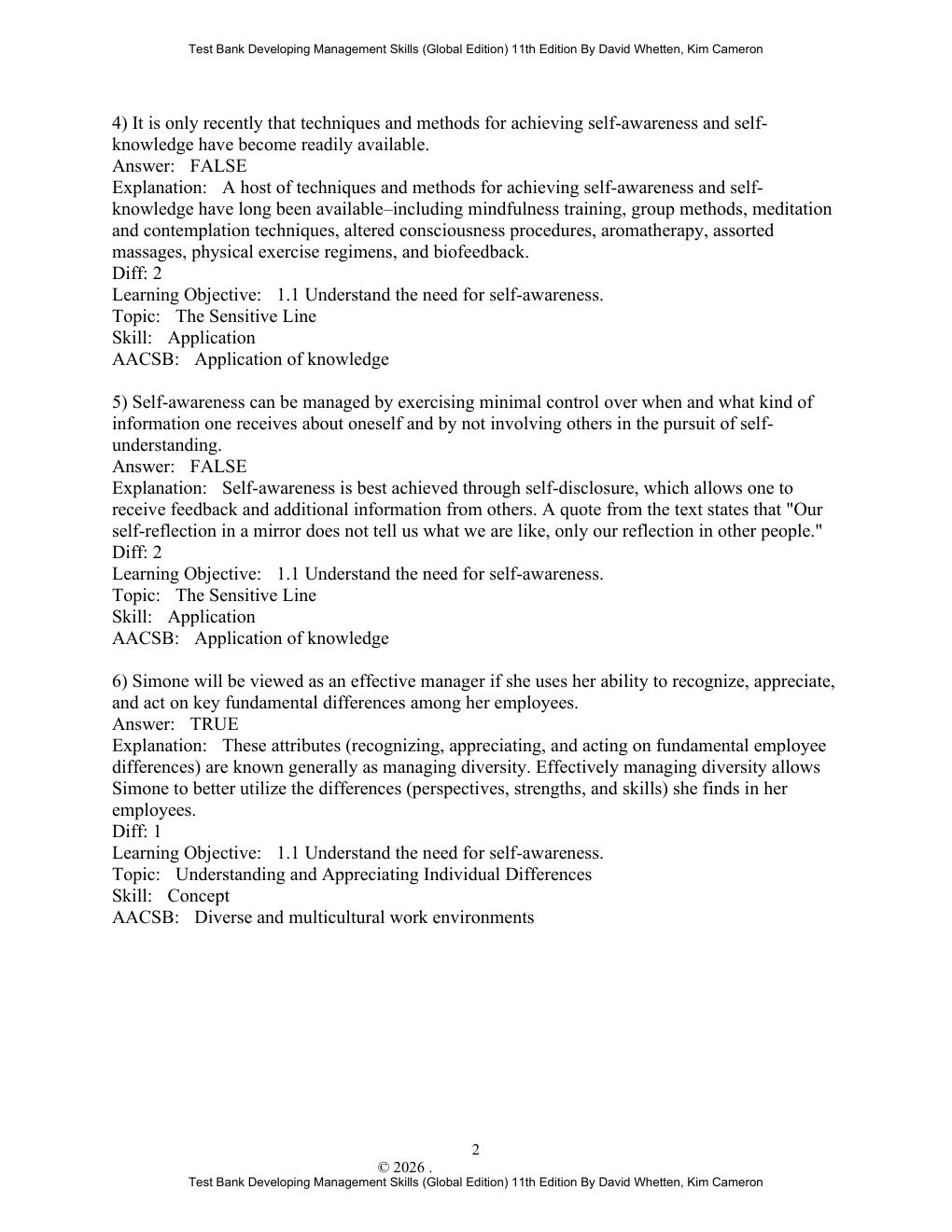 Preview page 4 of Test Bank For Developing Management Skills 11th (Global Edition) By David Whetten, Kim Cameron
