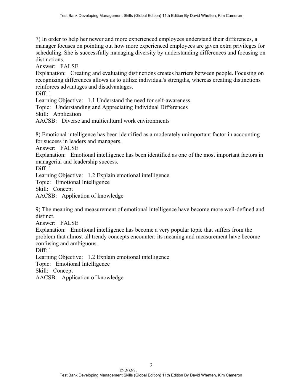 Preview page 5 of Test Bank For Developing Management Skills 11th (Global Edition) By David Whetten, Kim Cameron