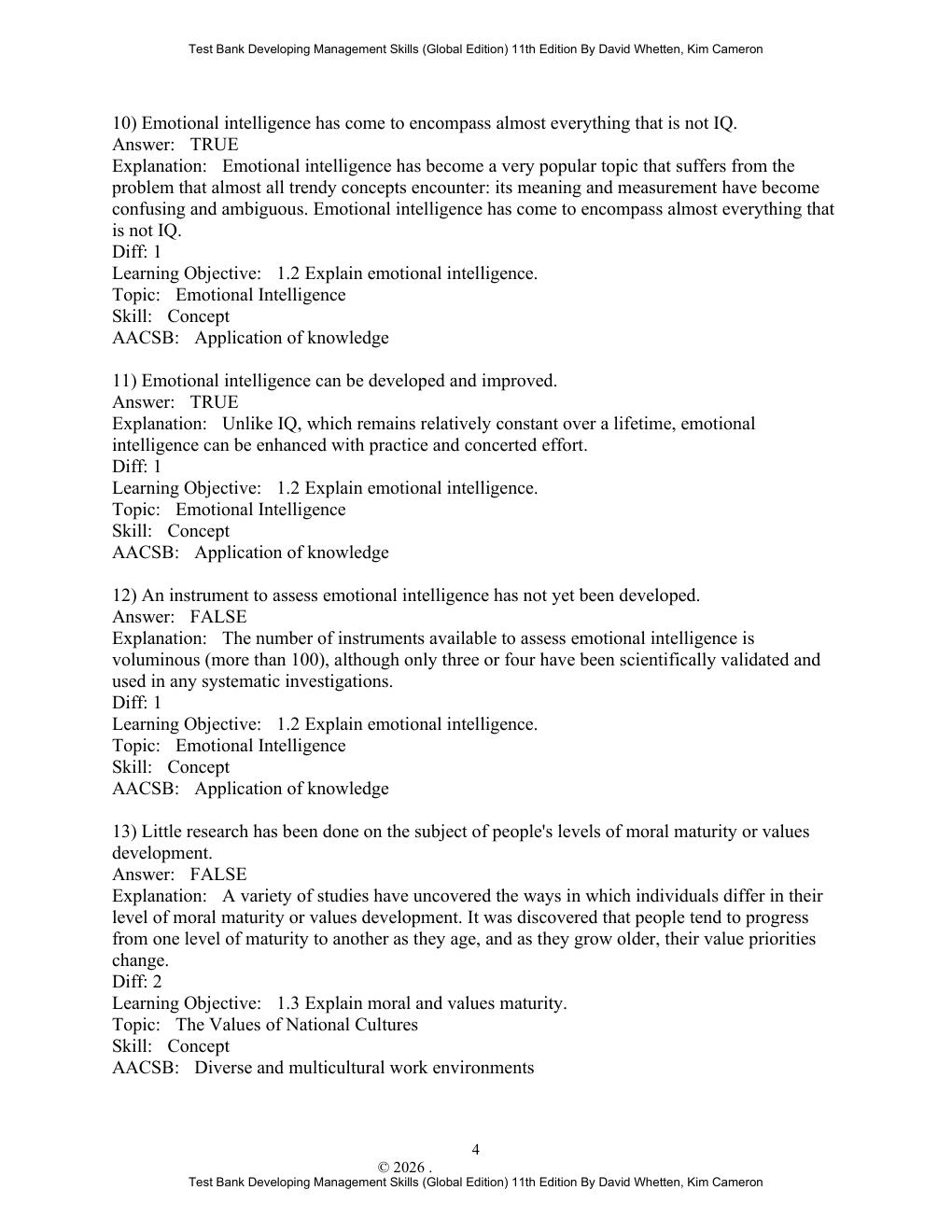 Preview page 6 of Test Bank For Developing Management Skills 11th (Global Edition) By David Whetten, Kim Cameron