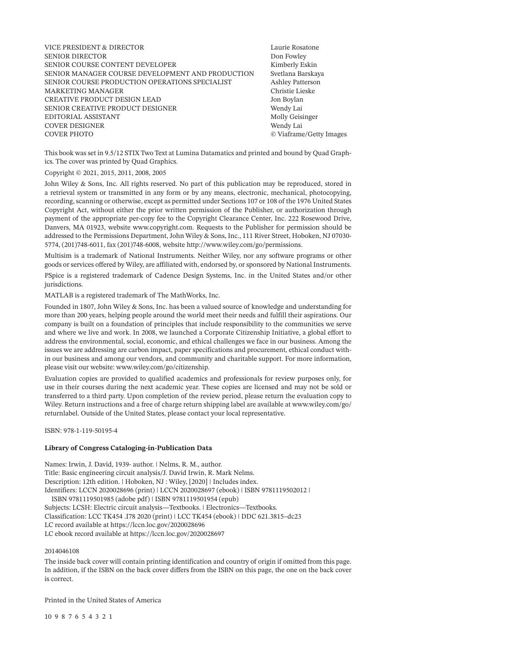 Preview page 6 of Basic Engineering Circuit Analysis 12th Edition By J. David Irwin, R. Mark Nelms