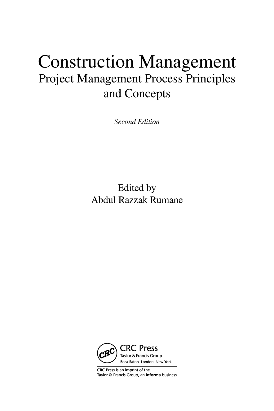 Preview page 4 of eBook [PDF] Construction Management Project Management Process Principles and Concepts 2nd Edition  By Abdul Razzak Ruma