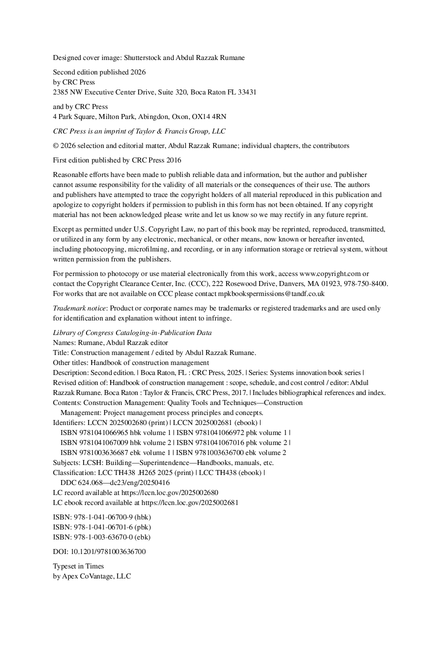 Preview page 5 of eBook [PDF] Construction Management Project Management Process Principles and Concepts 2nd Edition  By Abdul Razzak Ruma