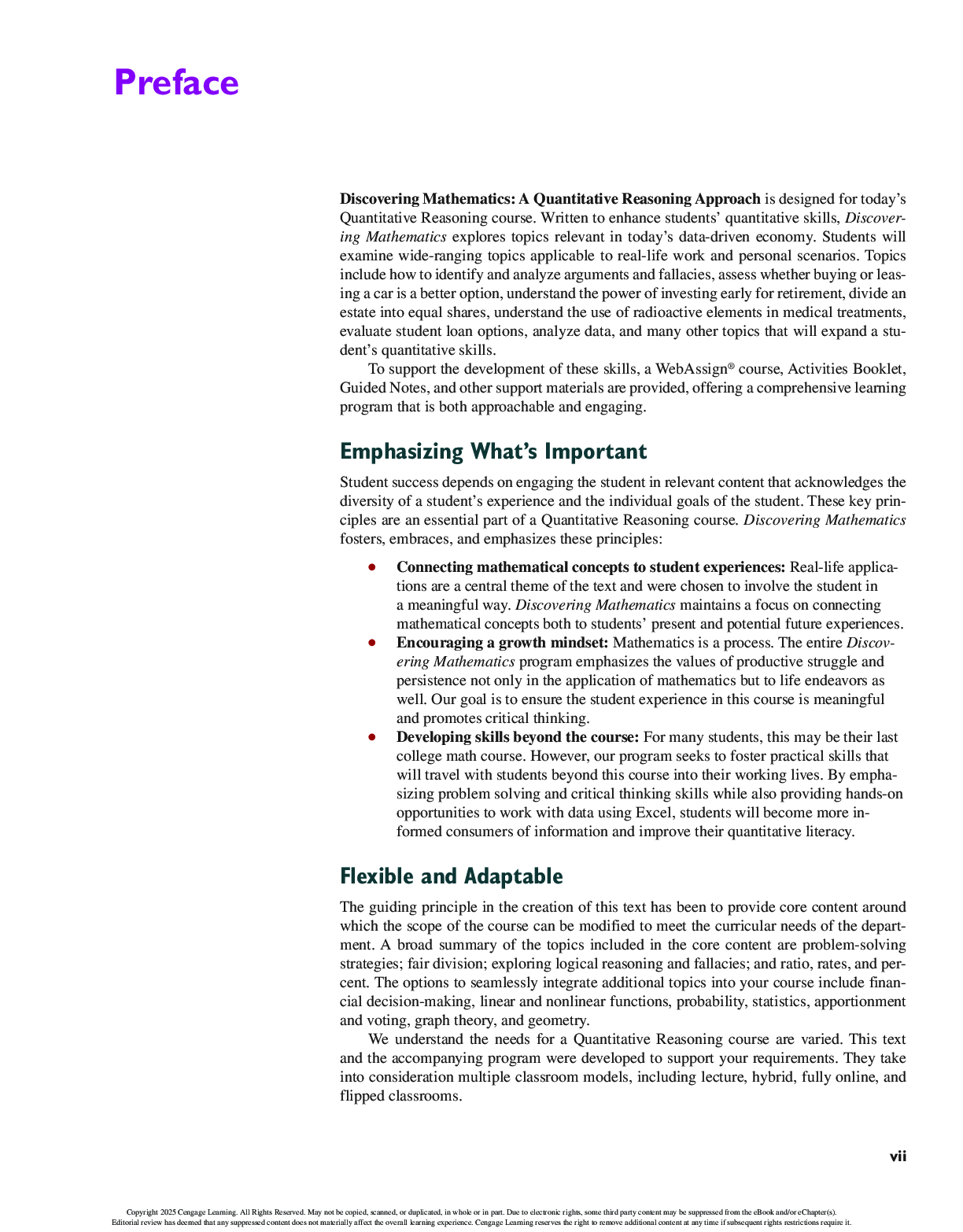 Preview page 5 of Discovering Mathematics A Quantitative Reasoning Approach 2nd Edition By Richard Aufmann