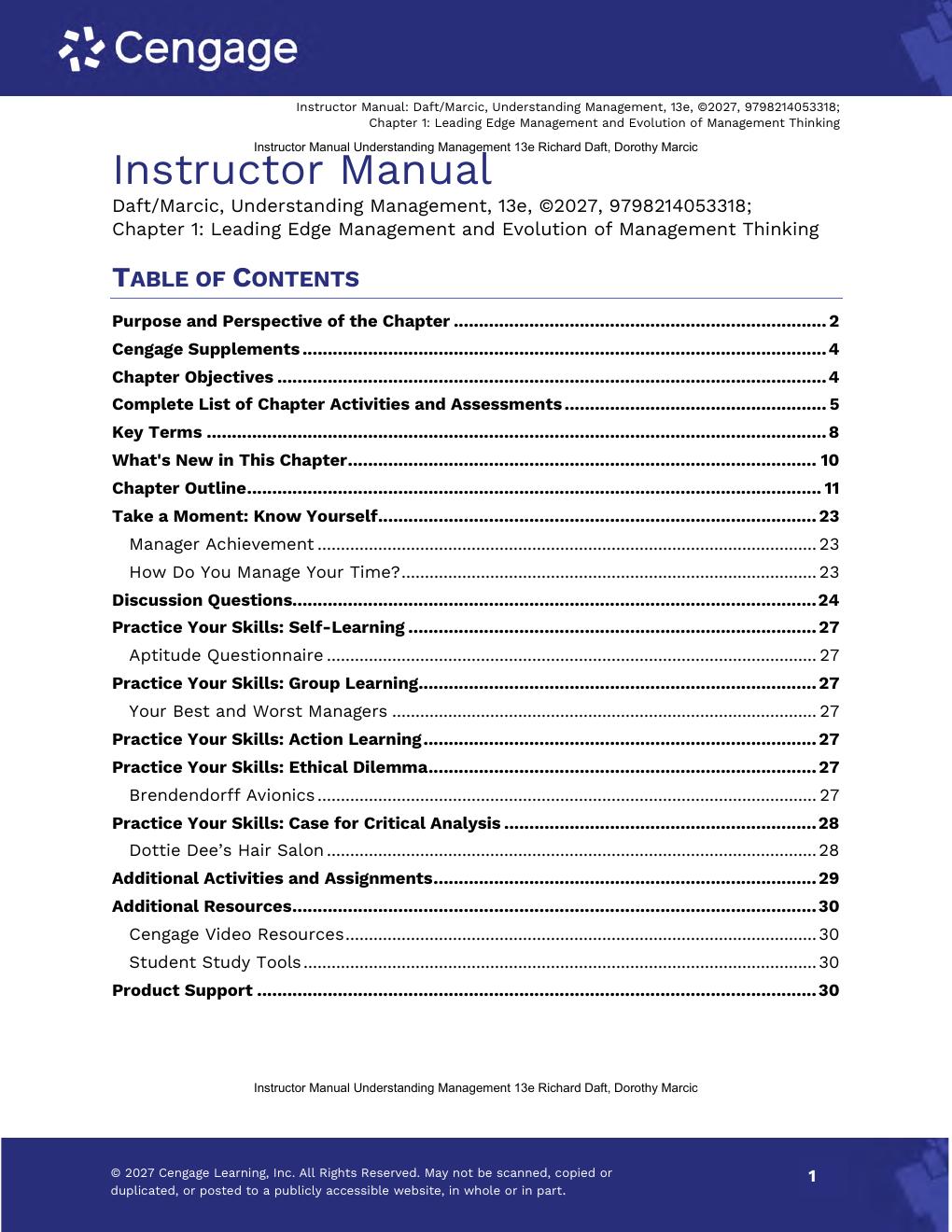 Preview page 3 of Instructor Manual Understanding Management 13th Edition By Richard Daft, Dorothy Marcic
