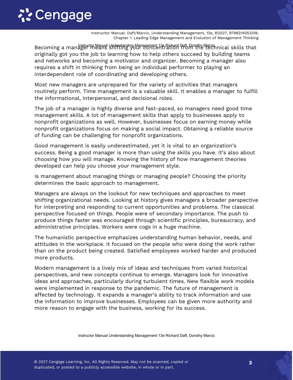 Preview page 5 of Instructor Manual Understanding Management 13th Edition By Richard Daft, Dorothy Marcic