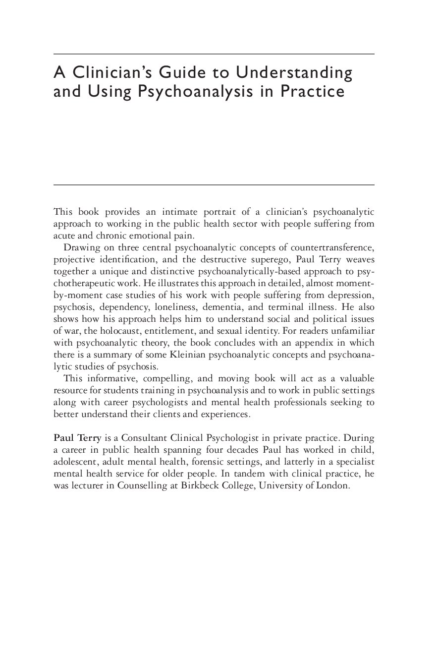 Preview page 3 of A Clinician’s Guide to Understanding and Using Psychoanalysis in Practice 1st Edition By Paul Terry