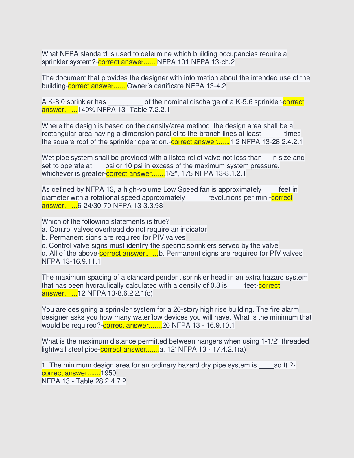 Preview page 3 of NICET Level 1 Water Based Systems Layout NFPA13 2026/2027  version A+ SCORE