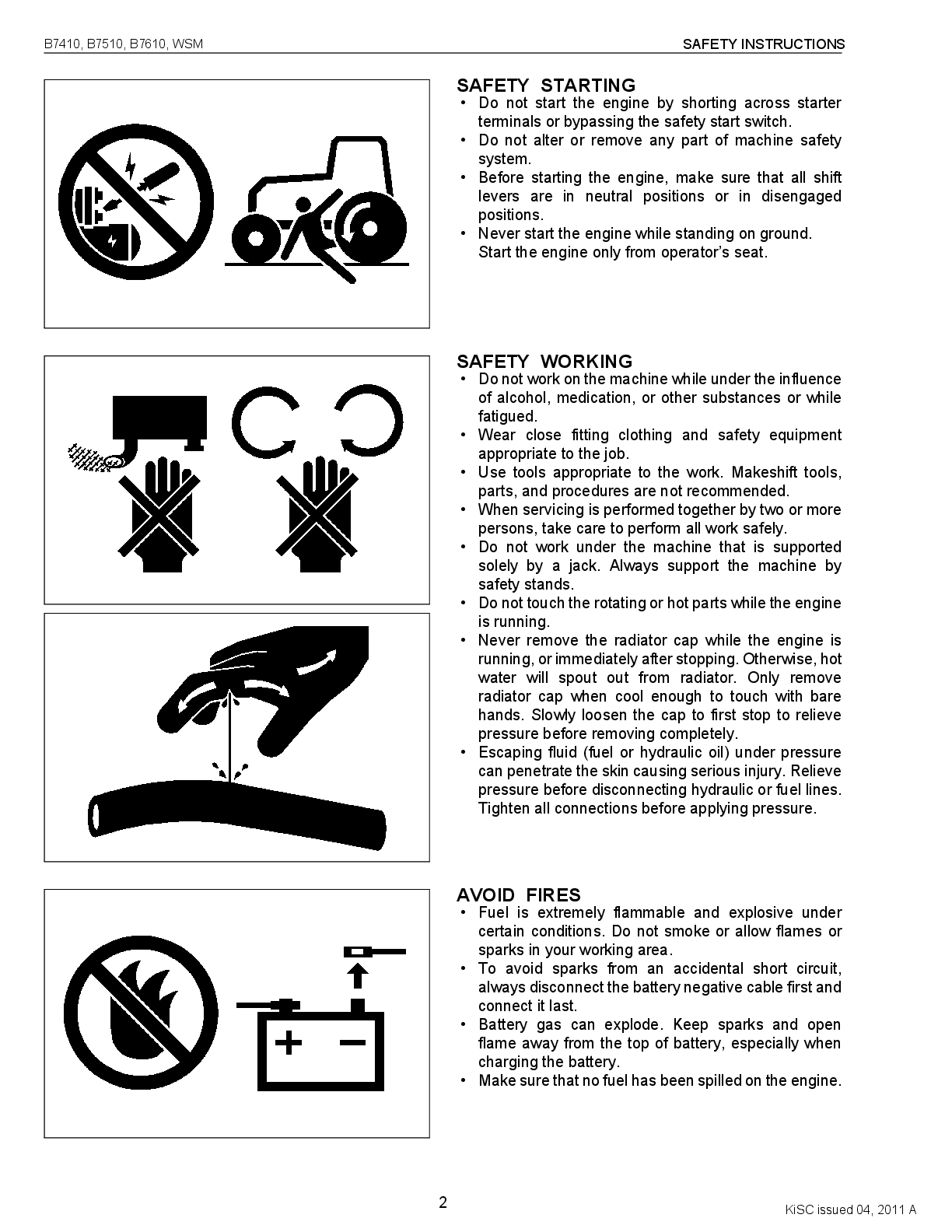Preview page 2 of Kubota B7410 B7510 and B7610 Tractors Workshop Manual