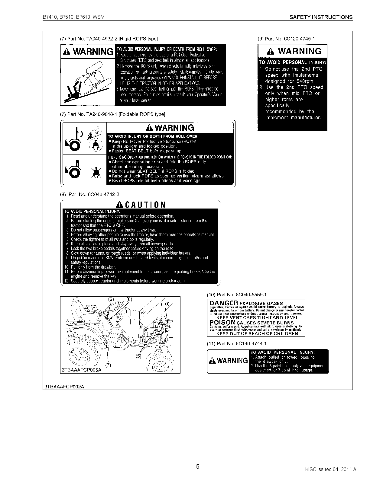 Preview page 3 of Kubota B7410 B7510 and B7610 Tractors Workshop Manual