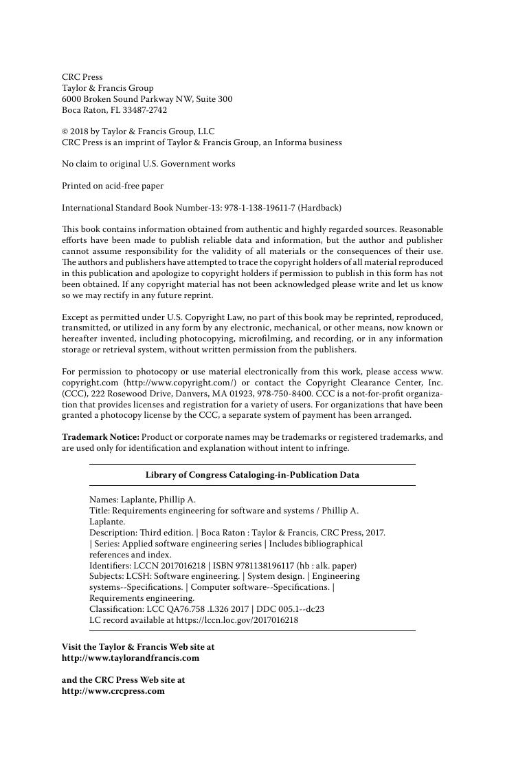 Preview page 5 of Requirements Engineering for Software and Systems 3rd Edition By Phillip A. Laplante