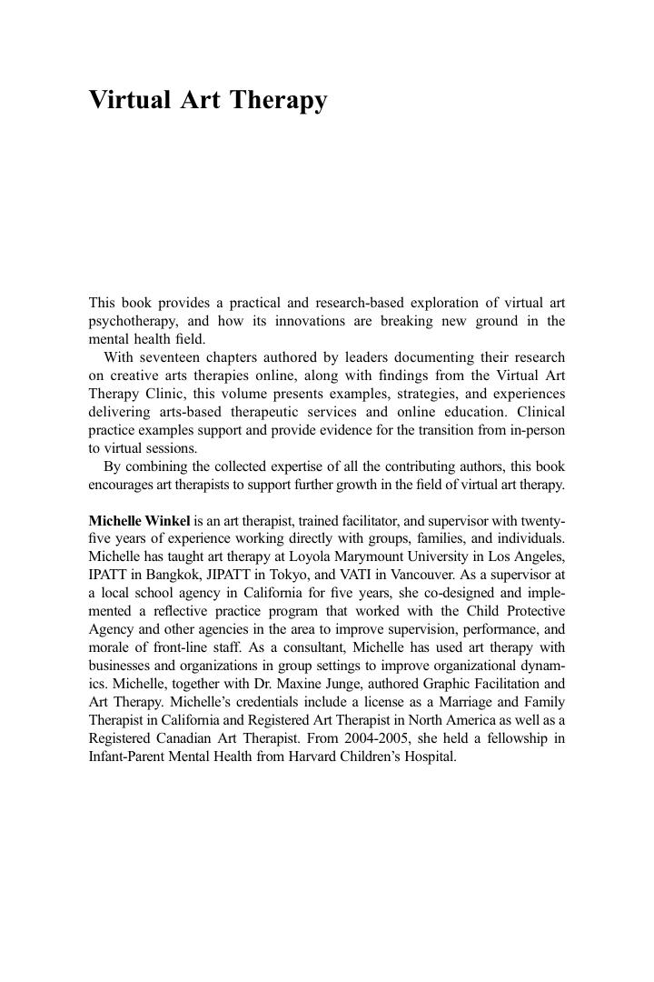 Preview page 2 of Virtual Art Therapy Research and Practice By Michelle Winkel