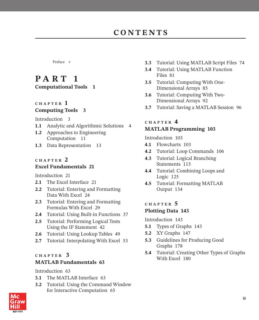 Preview page 4 of eBook PDF ISE Engineering Computation An Introduction Using MATLAB and Excel 2026 Evergreen Release By Joseph Musto, Wil