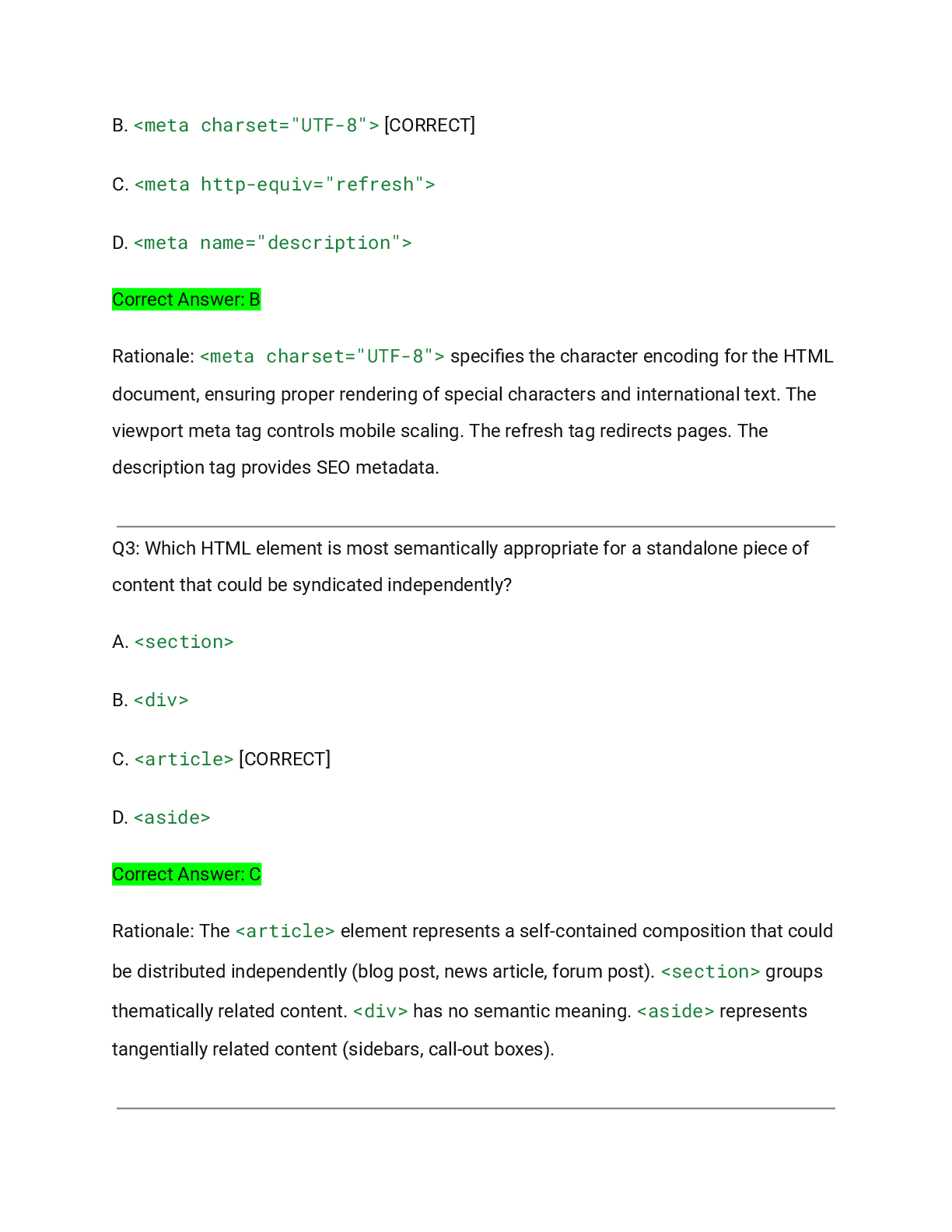 Preview page 2 of WGU D276 Web Development Foundations Pre-Assessment Actual Exam 2026/2027 – Complete Solution Pack with Detailed Rationa