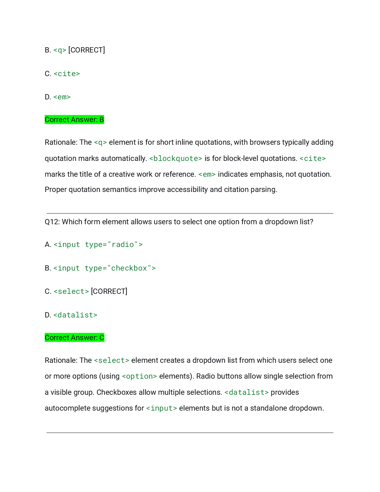Preview page 4 of WGU D276 Web Development Foundations Pre-Assessment Actual Exam 2026/2027 – Complete Solution Pack with Detailed Rationa
