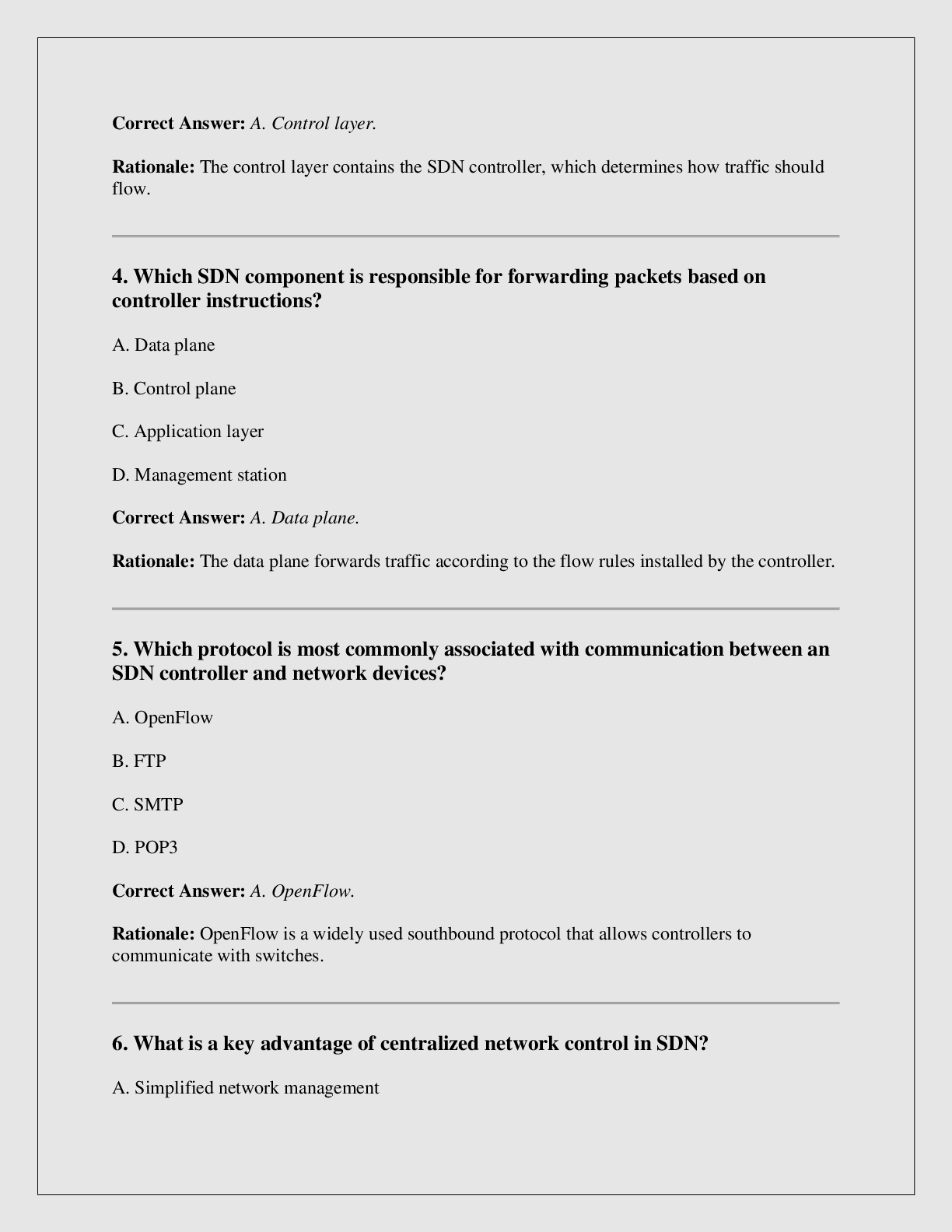Preview page 2 of WGU D415 – Software Defined Networking (SDN) exam verified with  correct answers A+ Graded 2026/2027 version