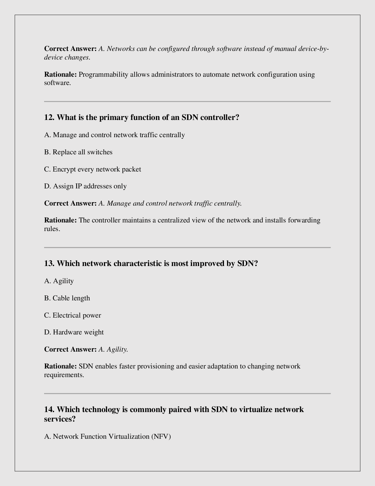 Preview page 4 of WGU D415 – Software Defined Networking (SDN) exam verified with  correct answers A+ Graded 2026/2027 version