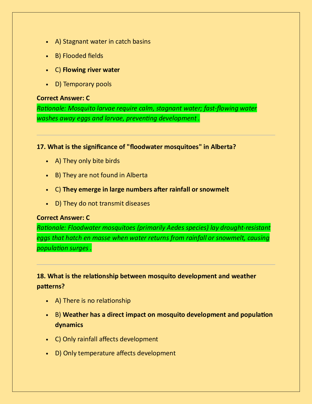Preview page 7 of Alberta Biting Fly (Mosquito) Control  Certificate Exam 200 Questions with Correct  Answers and Explanations