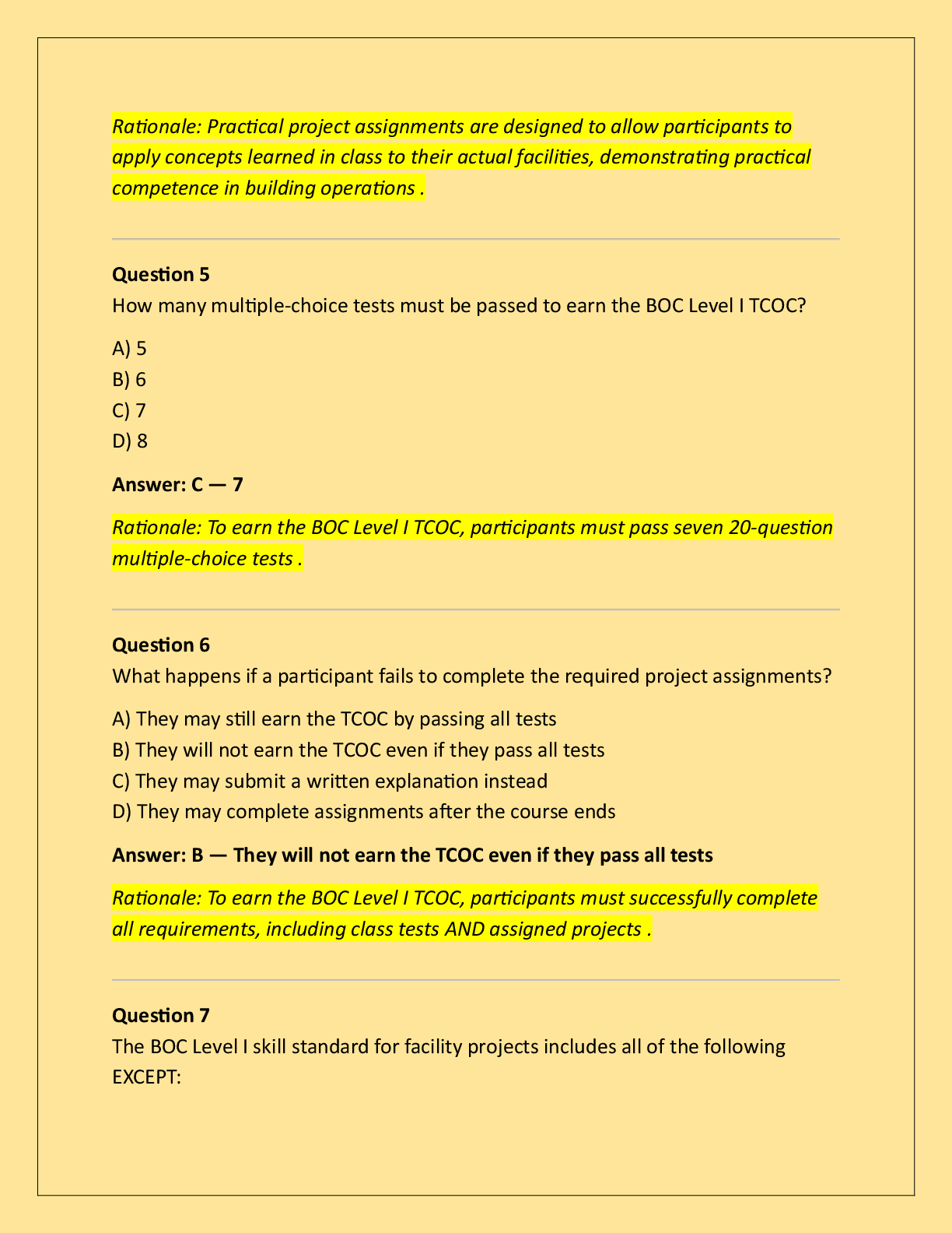 Preview page 2 of BOC Level I Skills Assessment / Field Project  Evaluation Exam Practice Questions And Correct  Answers (Verified Answers