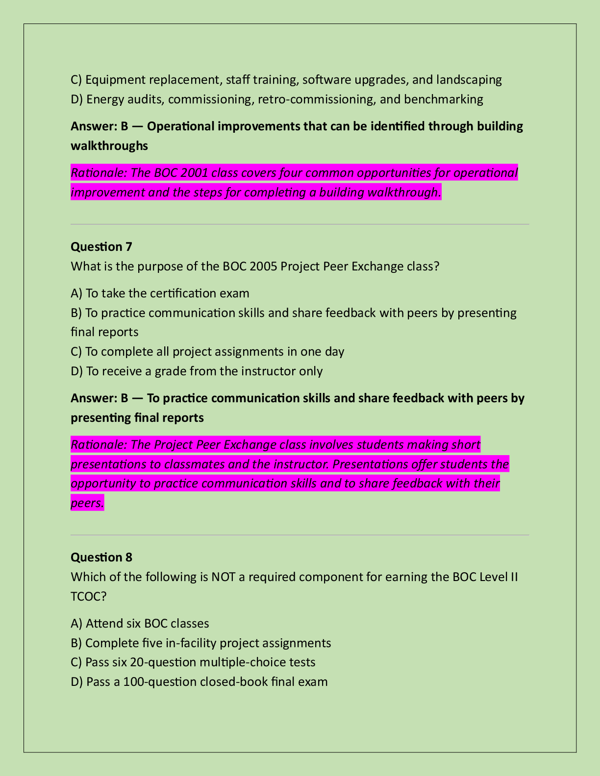 Preview page 4 of BOC Level II – Energy Efficient Building  Operations Certification Exam Practice  Questions And Correct Answers (Verifie