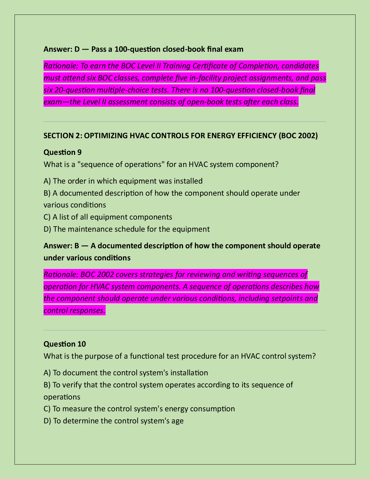 Preview page 5 of BOC Level II – Energy Efficient Building  Operations Certification Exam Practice  Questions And Correct Answers (Verifie