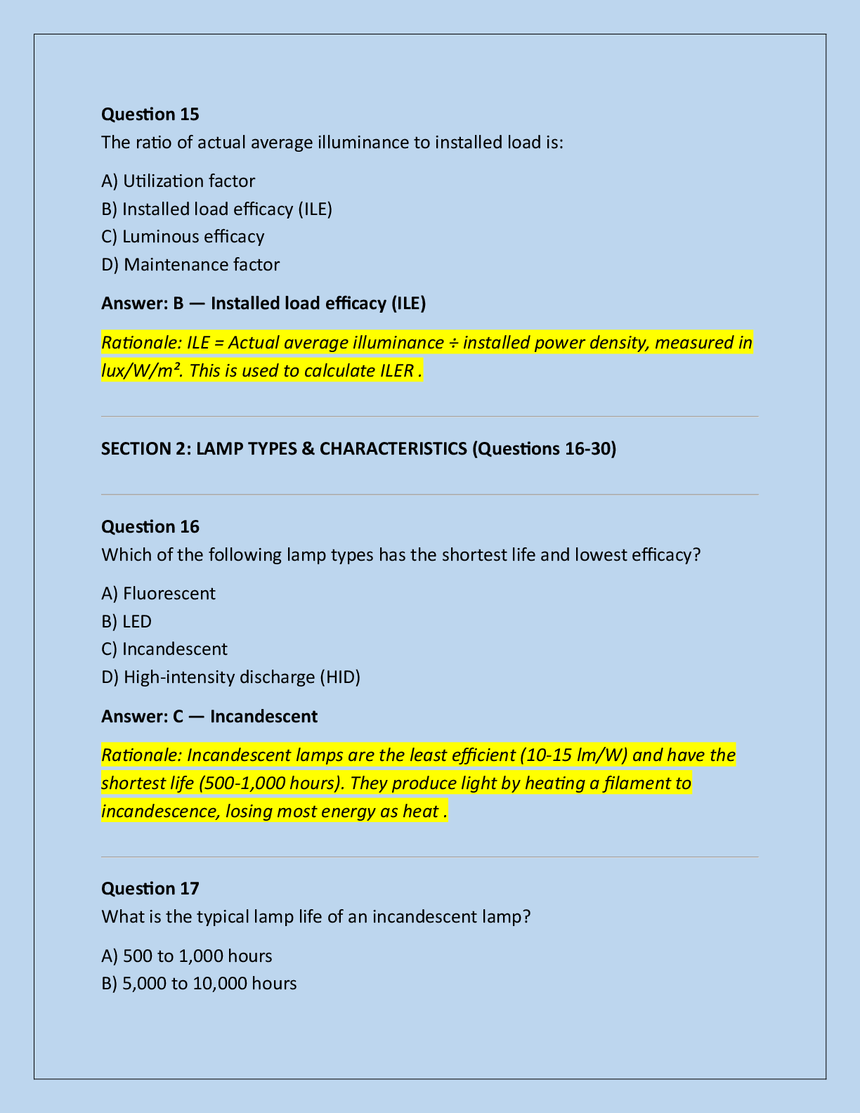 Preview page 7 of BOC Lighting Systems Efficiency Assessment Exam  Practice Questions And Correct Answers (Verified  Answers) Plus Rationa