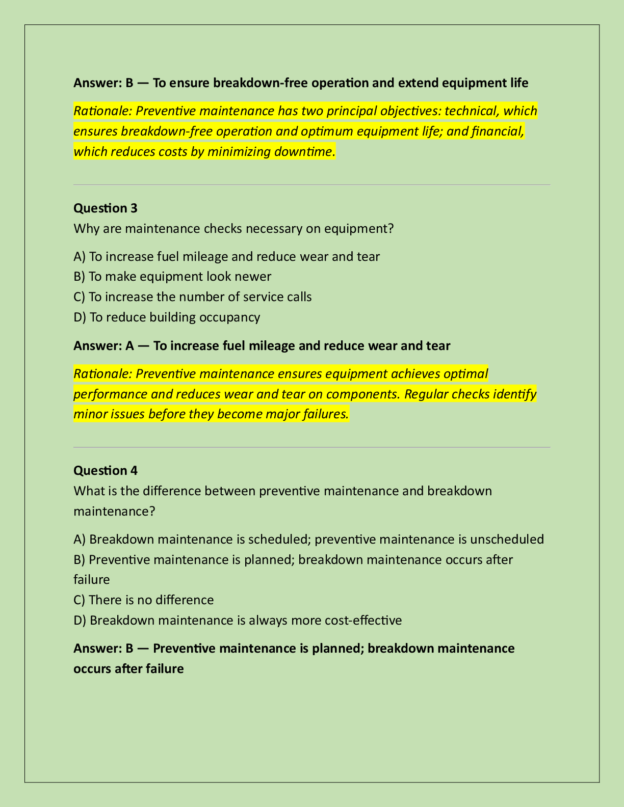 Preview page 2 of BOC Preventive Maintenance Systems Assessment Exam  Practice Questions And Correct Answers (Verified  Answers) Plus Rati