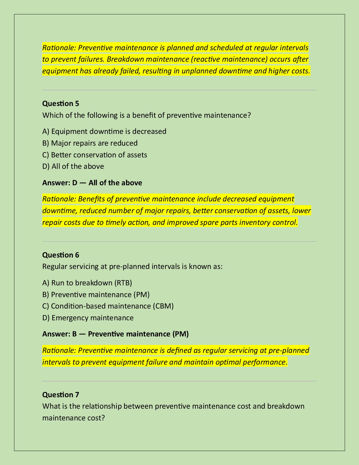 Preview page 3 of BOC Preventive Maintenance Systems Assessment Exam  Practice Questions And Correct Answers (Verified  Answers) Plus Rati
