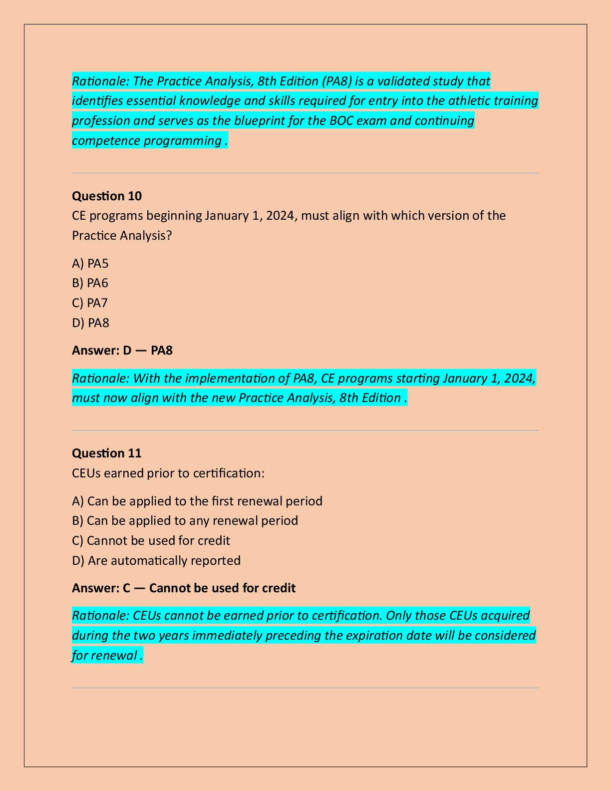 Preview page 5 of BOC Re-Certification Continuing Education  Requirements (CEUs) Exam Practice Questions And  Correct Answers (Verified An
