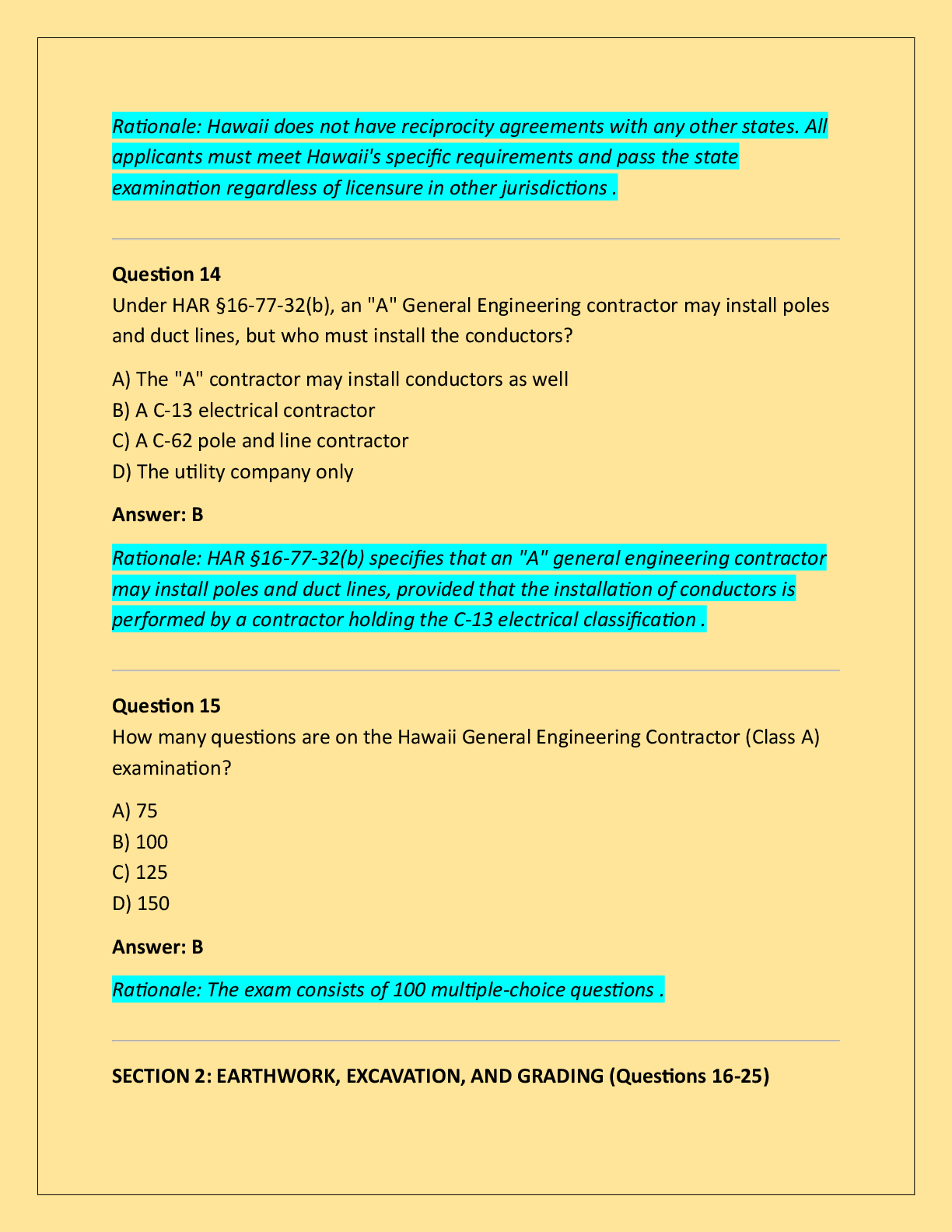 Preview page 2 of Hawaii General Engineering Contractor (Class A)  Exam Complete Practice Examination | 100  Questions with Verified Answe