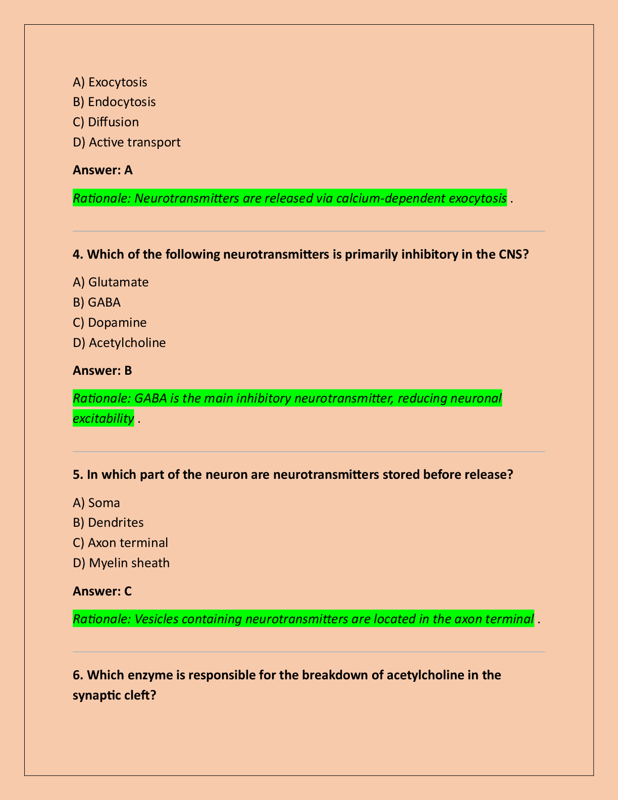 Preview page 2 of NURS 6630 Weeks 1-5 Knowledge Checks on  Neurotransmitters and Meds