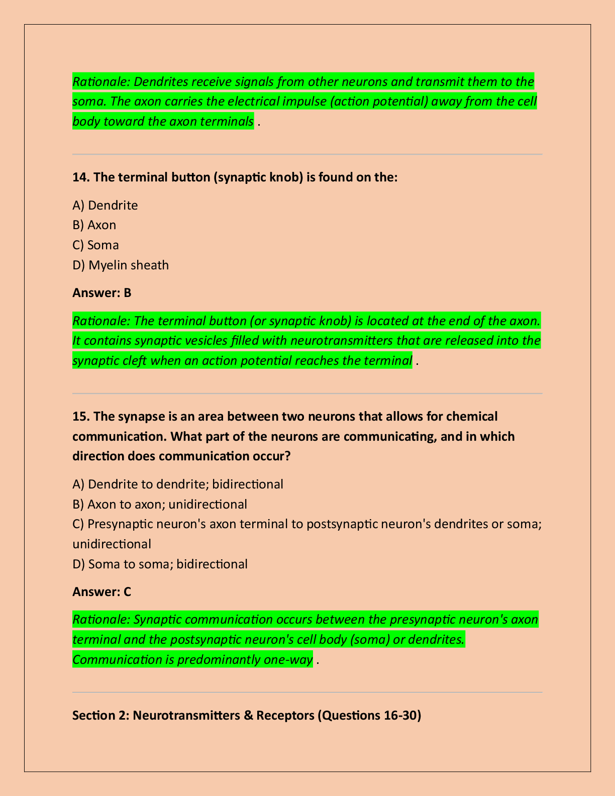 Preview page 5 of NURS 6630 Weeks 1-5 Knowledge Checks on  Neurotransmitters and Meds