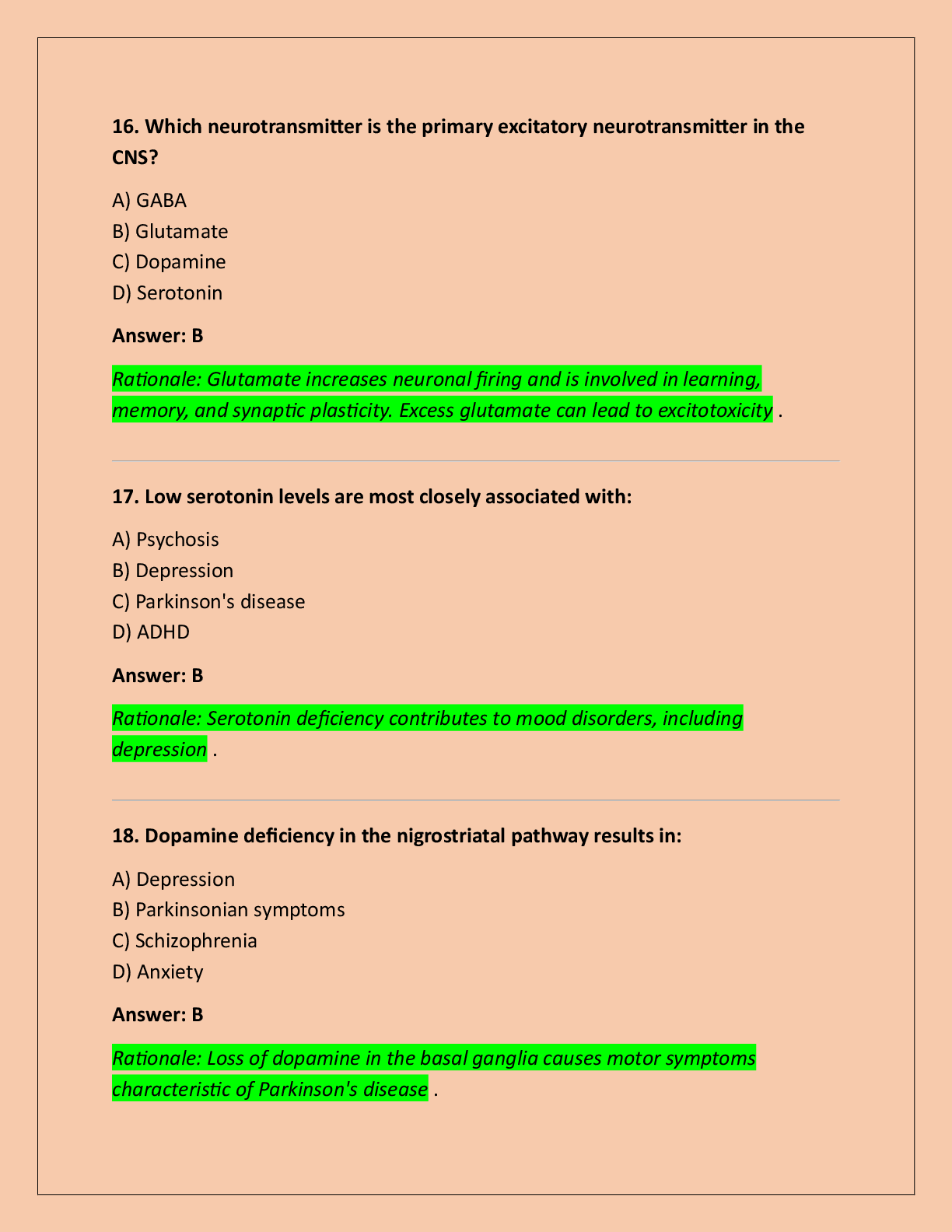 Preview page 6 of NURS 6630 Weeks 1-5 Knowledge Checks on  Neurotransmitters and Meds
