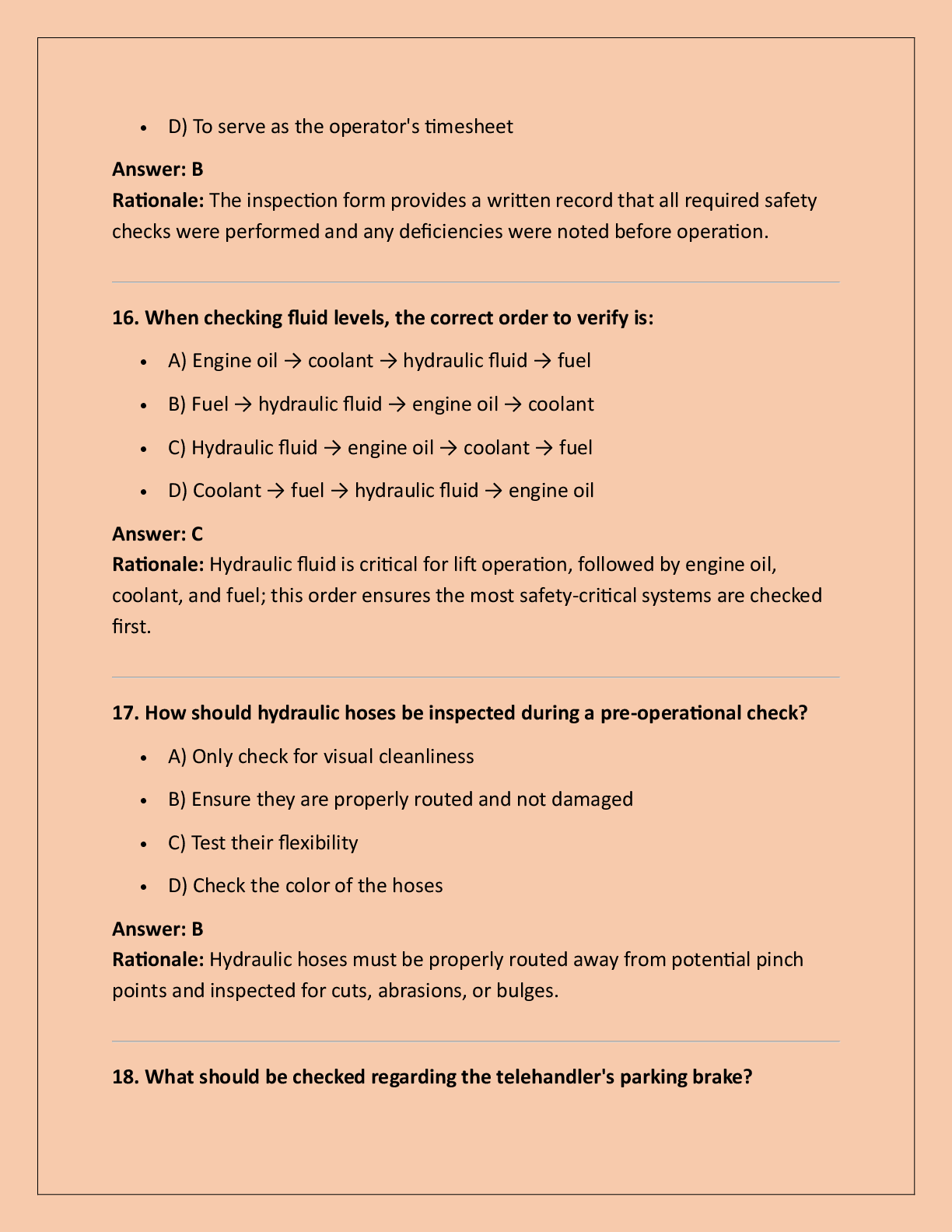 Preview page 7 of Telehandler Operator Certification (NCCCO-AMP)  Practice Exam( Edition).