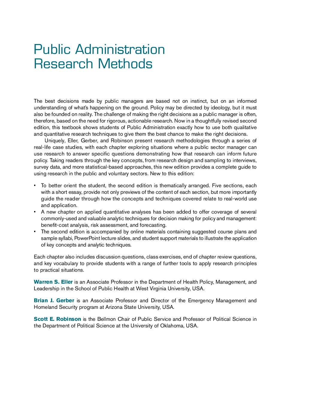 Preview page 2 of eBook PDF Public Administration Research Methods Tools for Evaluation and Evidence-Based Practice 2nd Edition By Warren