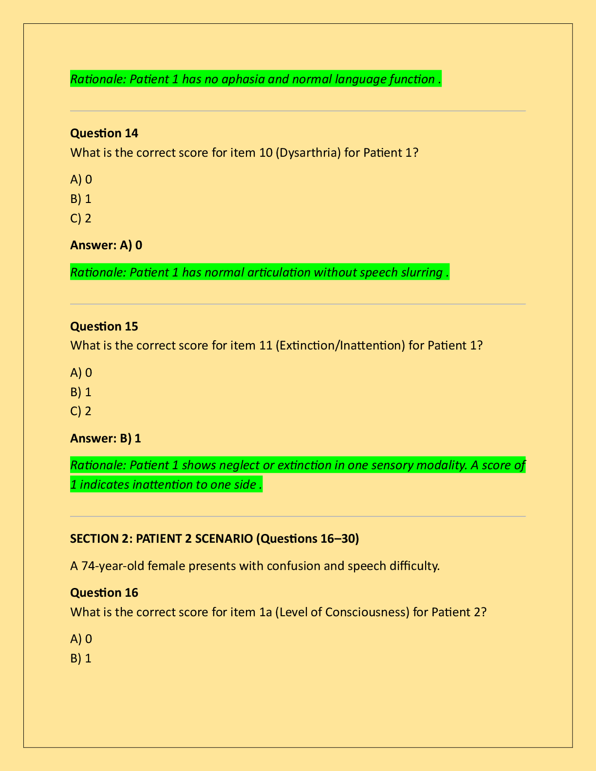 Preview page 3 of APEX NIH STROKE SCALE GROUP A PATIENT 1-6  (COMPLETE) 2026!!