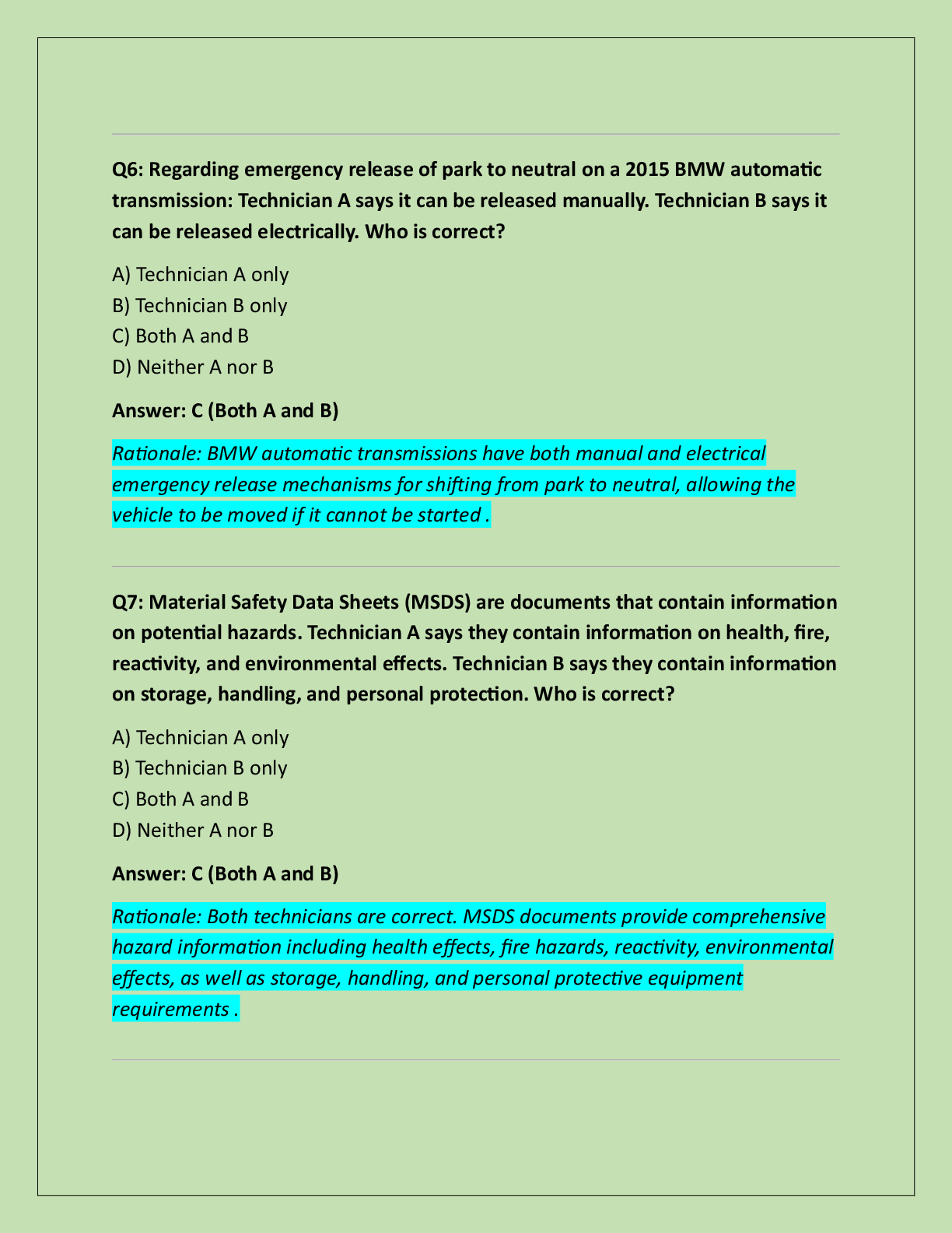 Preview page 3 of BMW ASSOCIATE LEVEL ASE TEST 2025/26  QUESTIONS WITH CORRECT ANSWERS!!