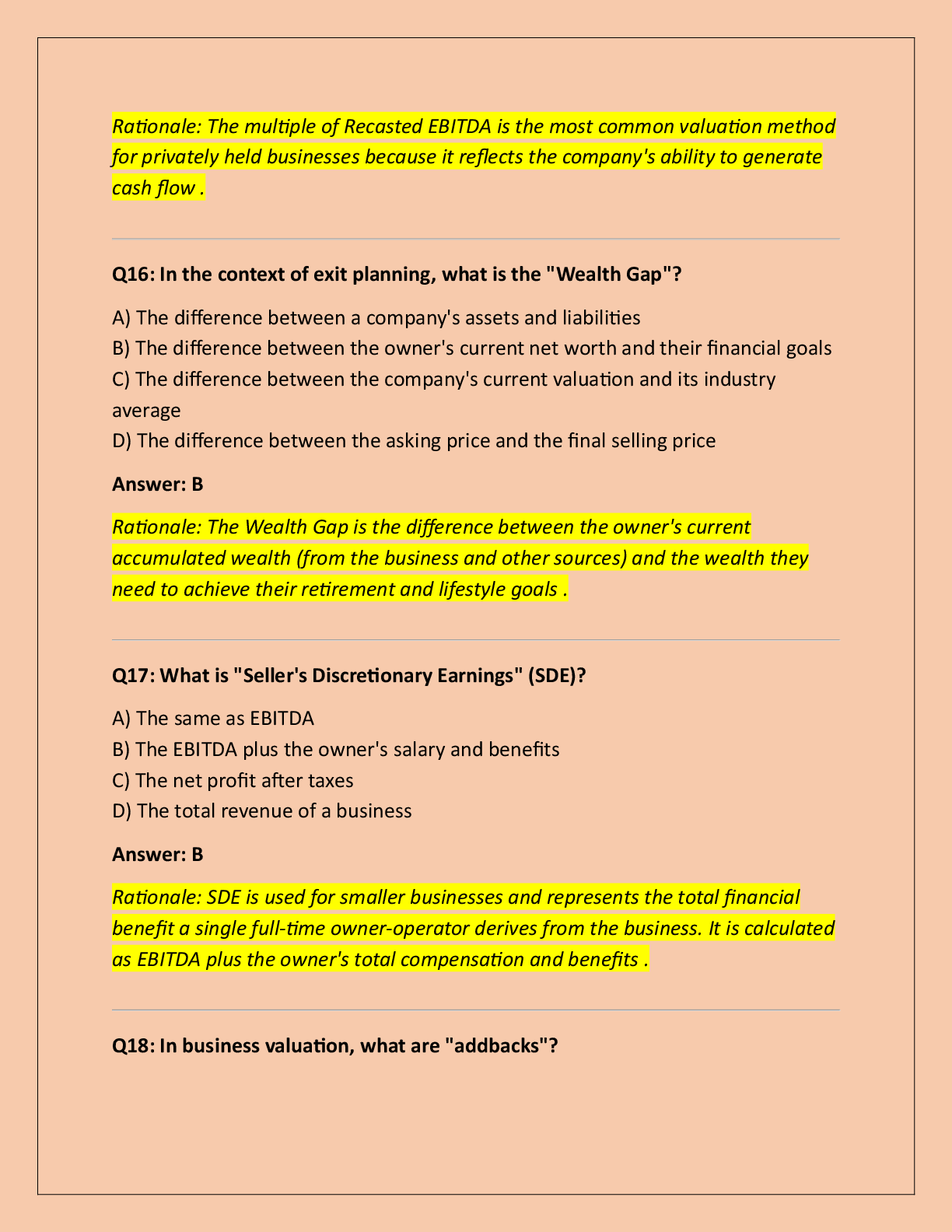 Preview page 2 of CEPA (CERTIFIED EXIT PLANNING ADVISOR) EXAM PREP  2026 QUESTIONS WITH 100% CORRECT ANSWERS!!!