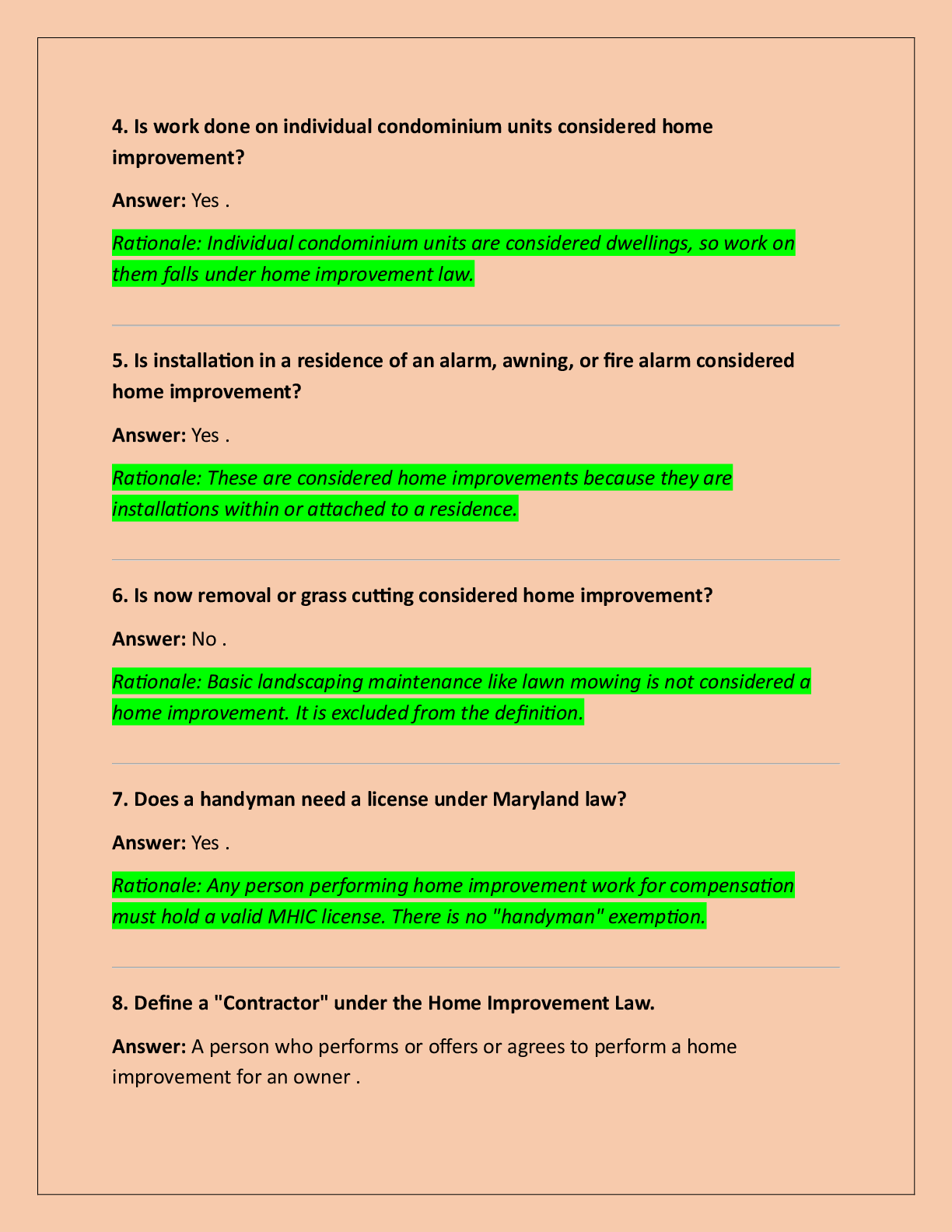 Preview page 2 of MARYLAND HOME IMPROVEMENT - PRACTICE TEST  (PSI)WITH COMPLETE SOLUTIONS.