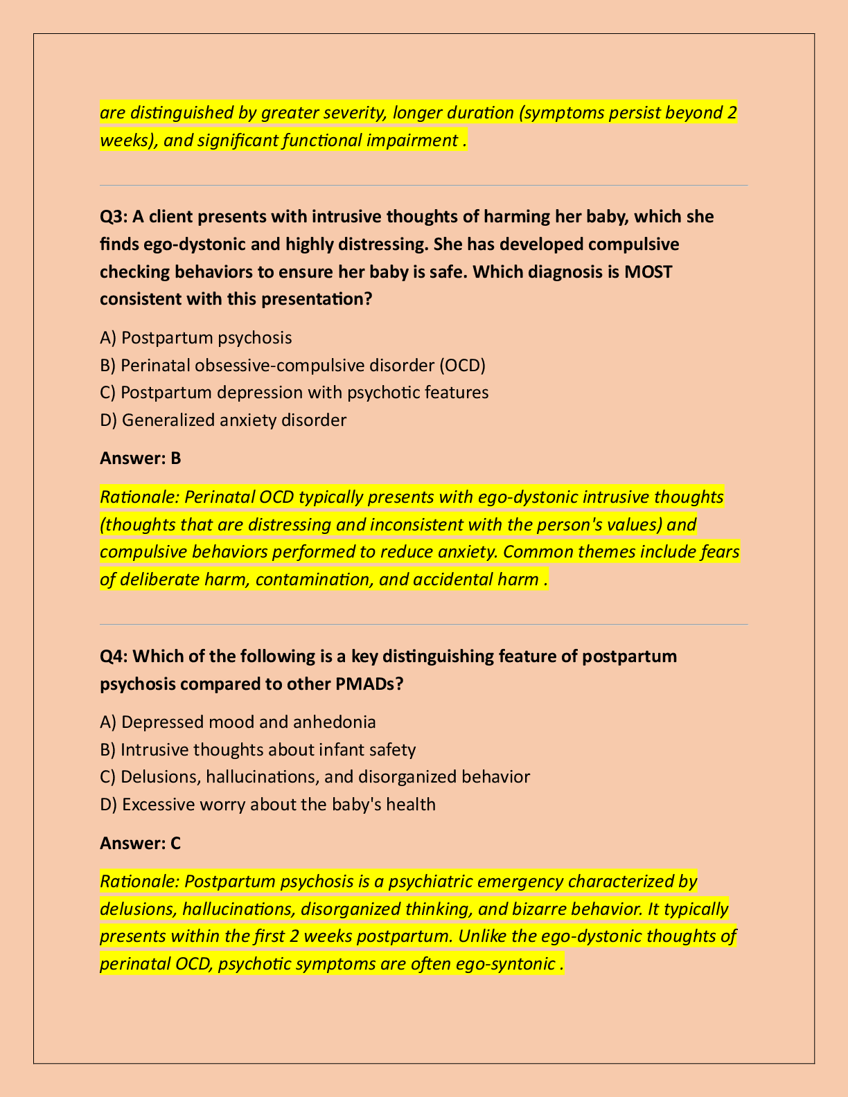 Preview page 2 of PMH-C (PERINATAL MENTAL HEALTH CERTIFICATION)  EXAM QUESTIONS WITH COMPLETE SOLUTIONS!!