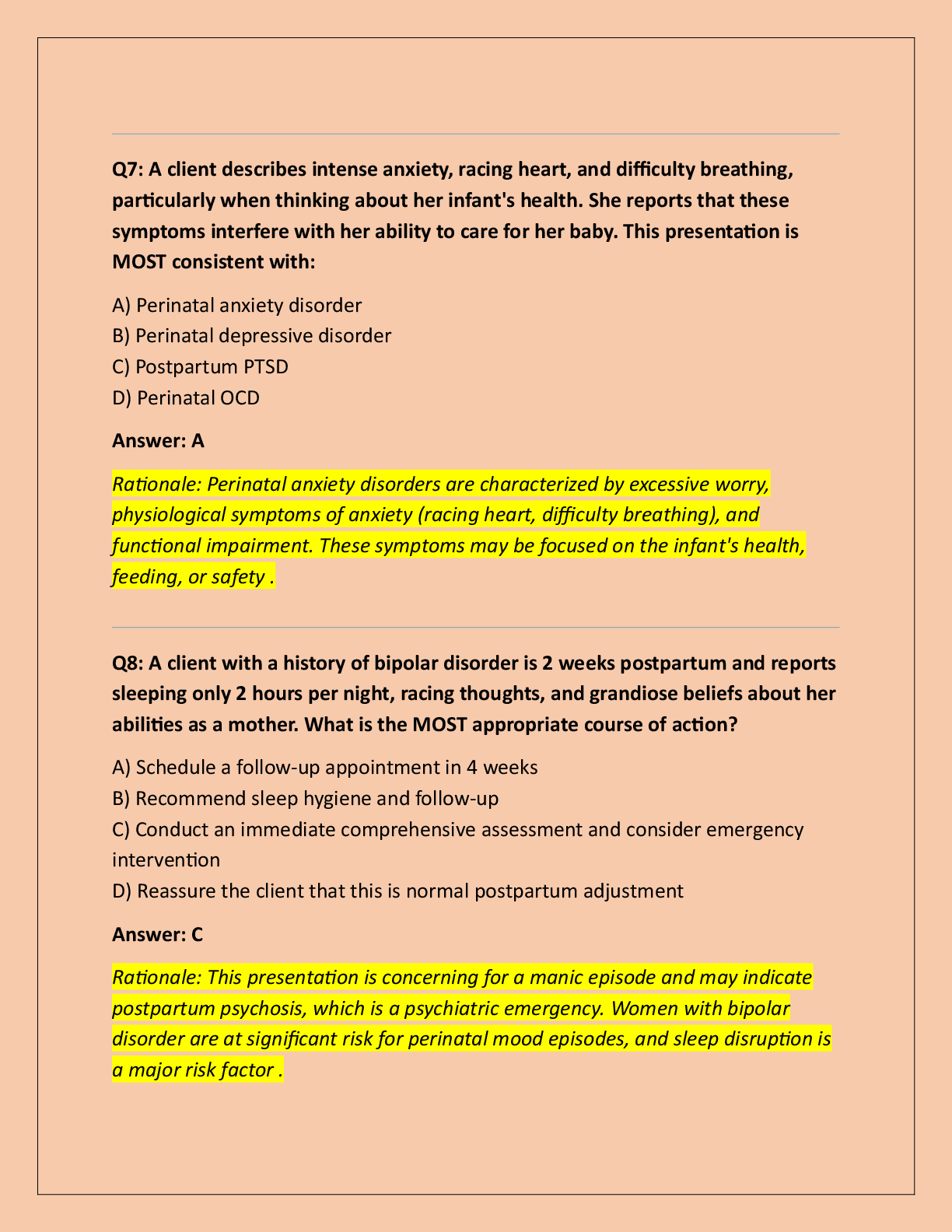 Preview page 4 of PMH-C (PERINATAL MENTAL HEALTH CERTIFICATION)  EXAM QUESTIONS WITH COMPLETE SOLUTIONS!!