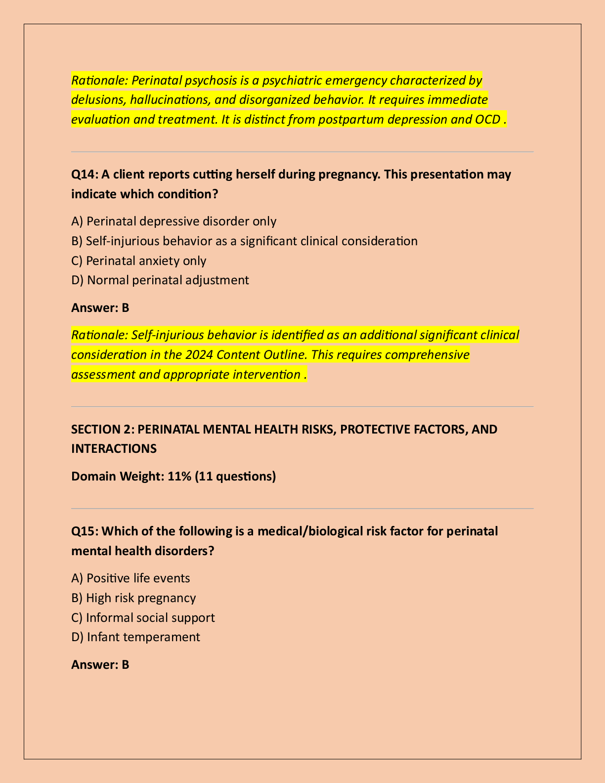 Preview page 7 of PMH-C (PERINATAL MENTAL HEALTH CERTIFICATION)  EXAM QUESTIONS WITH COMPLETE SOLUTIONS!!