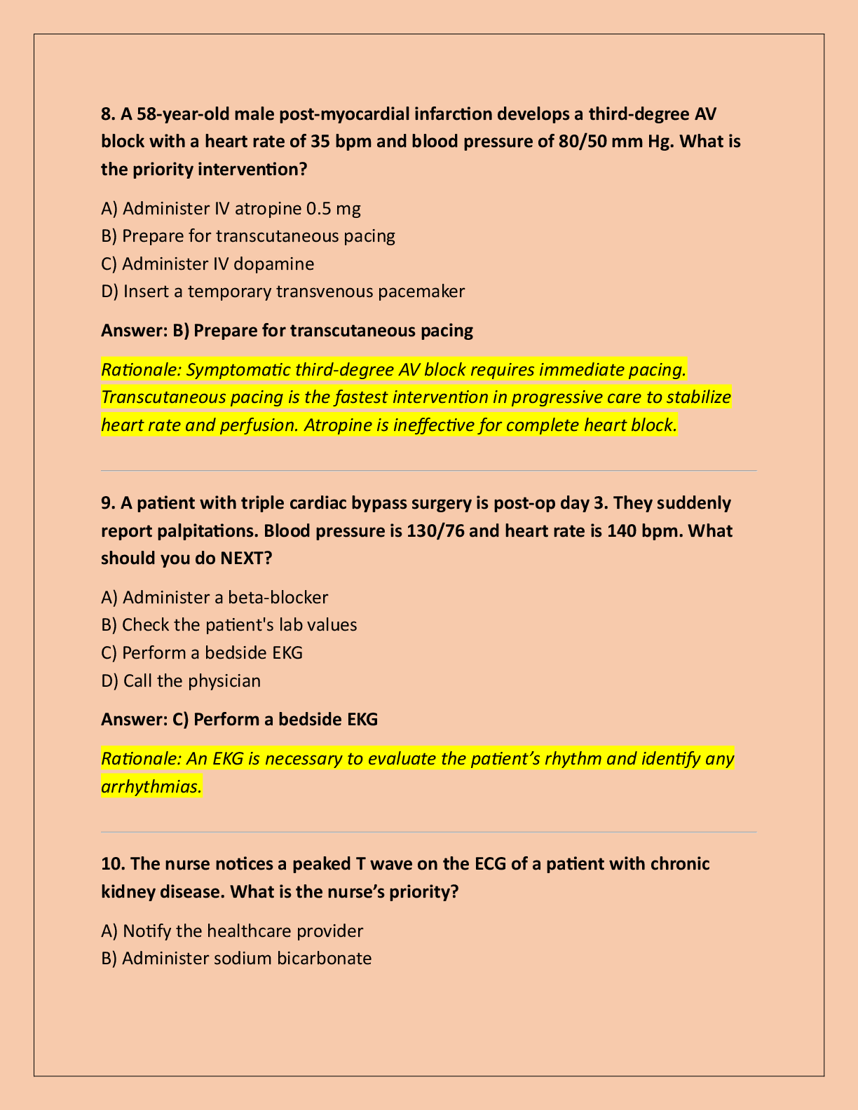 Preview page 4 of PROGRESSIVE CARE RN A QUESTIONS (LATEST) UPDATE  WITH CORRECT SOLUTIONS!!
