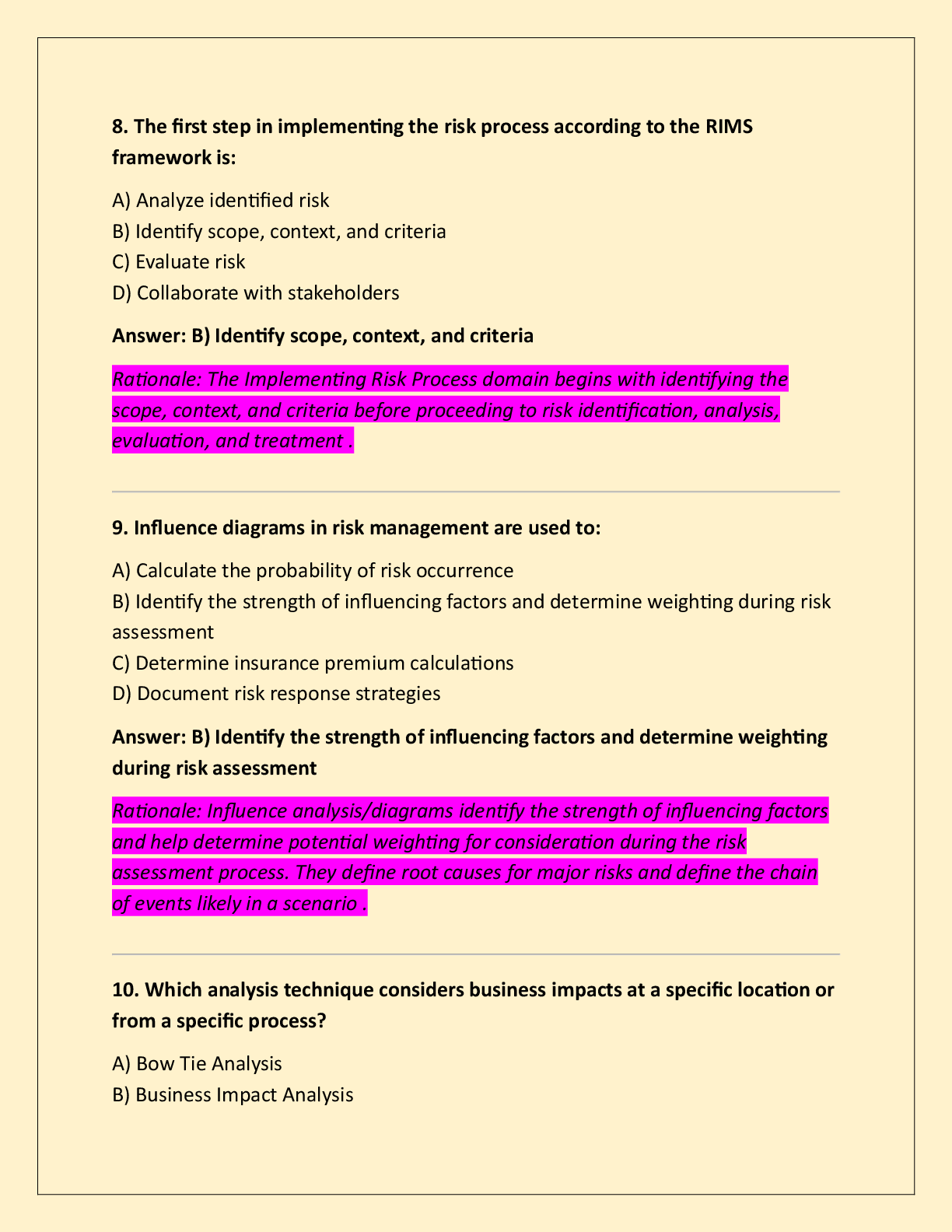 Preview page 3 of RIMS CRMP-Implementing the Risk Process  Verified 100% Correct!!