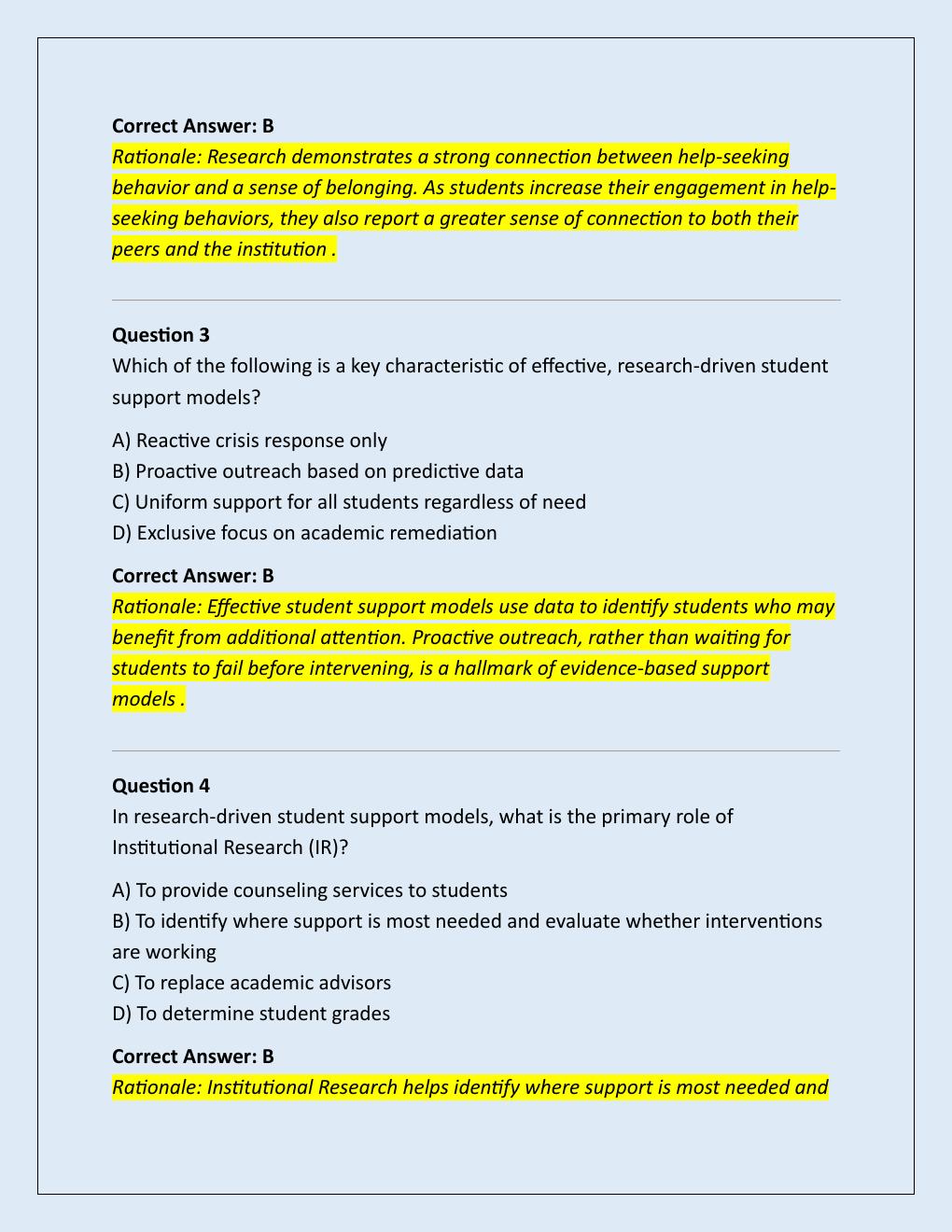Preview page 2 of EDUC 665 MODULE 7 QUIZ: RESEARCH-DRIVEN  STUDENT SUPPORT MODELS | QUESTIONS AND  ANSWERS | 2026 UPDATE | 100% CORRECT.
