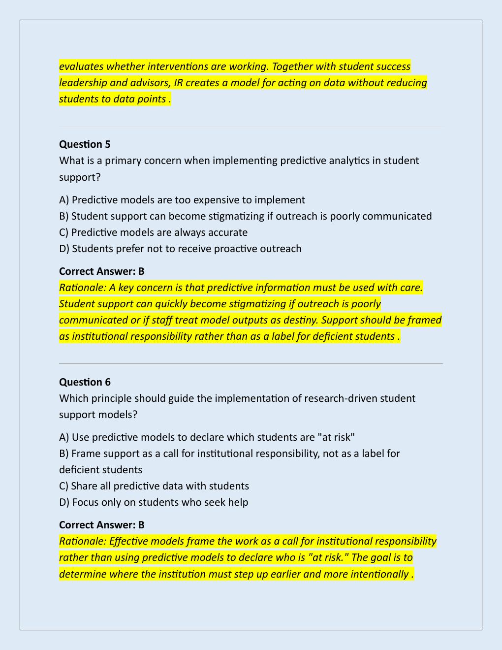 Preview page 3 of EDUC 665 MODULE 7 QUIZ: RESEARCH-DRIVEN  STUDENT SUPPORT MODELS | QUESTIONS AND  ANSWERS | 2026 UPDATE | 100% CORRECT.