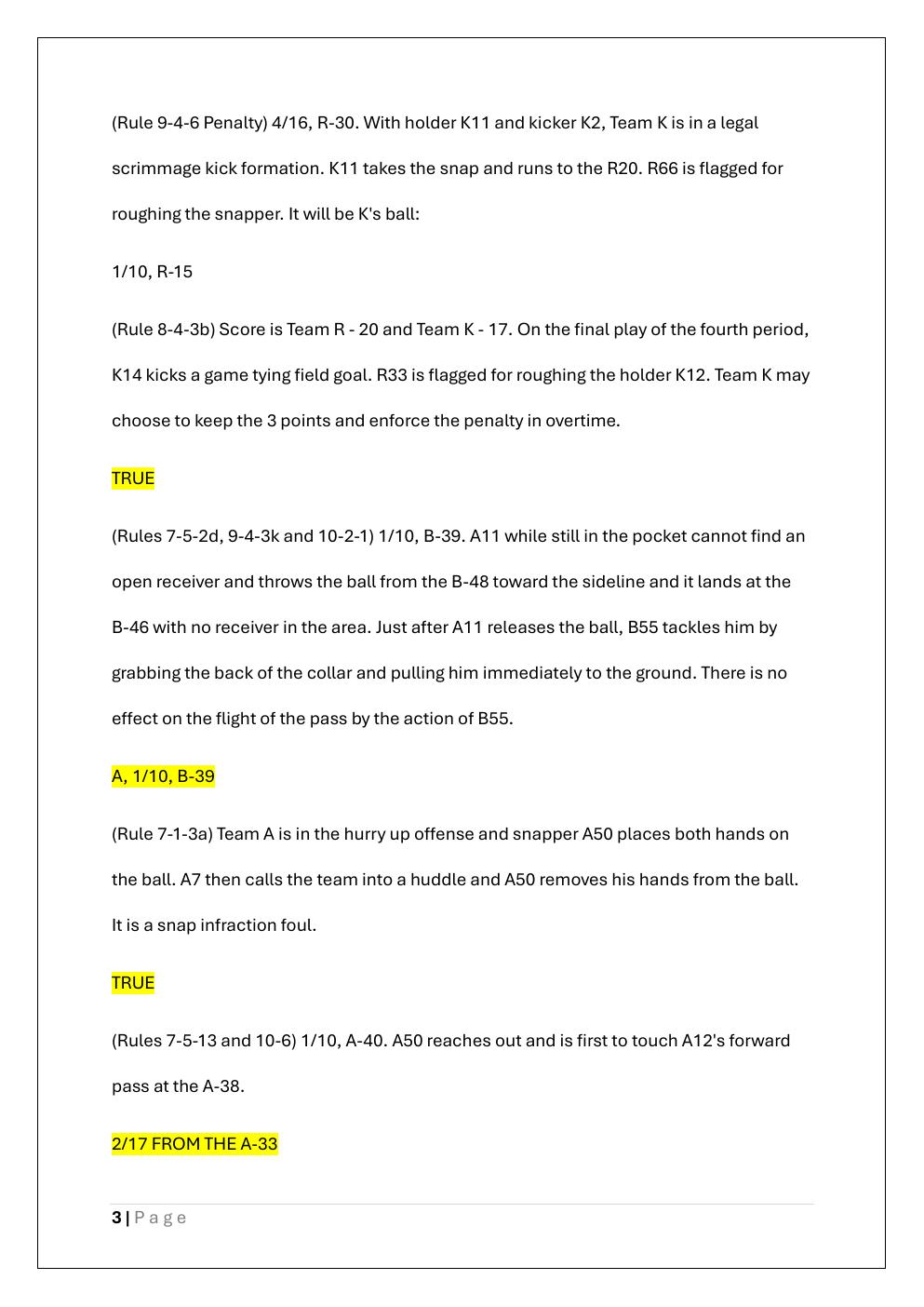 Preview page 3 of NFHS FOOTBALL RULES EXAM PRACTICE  TEST