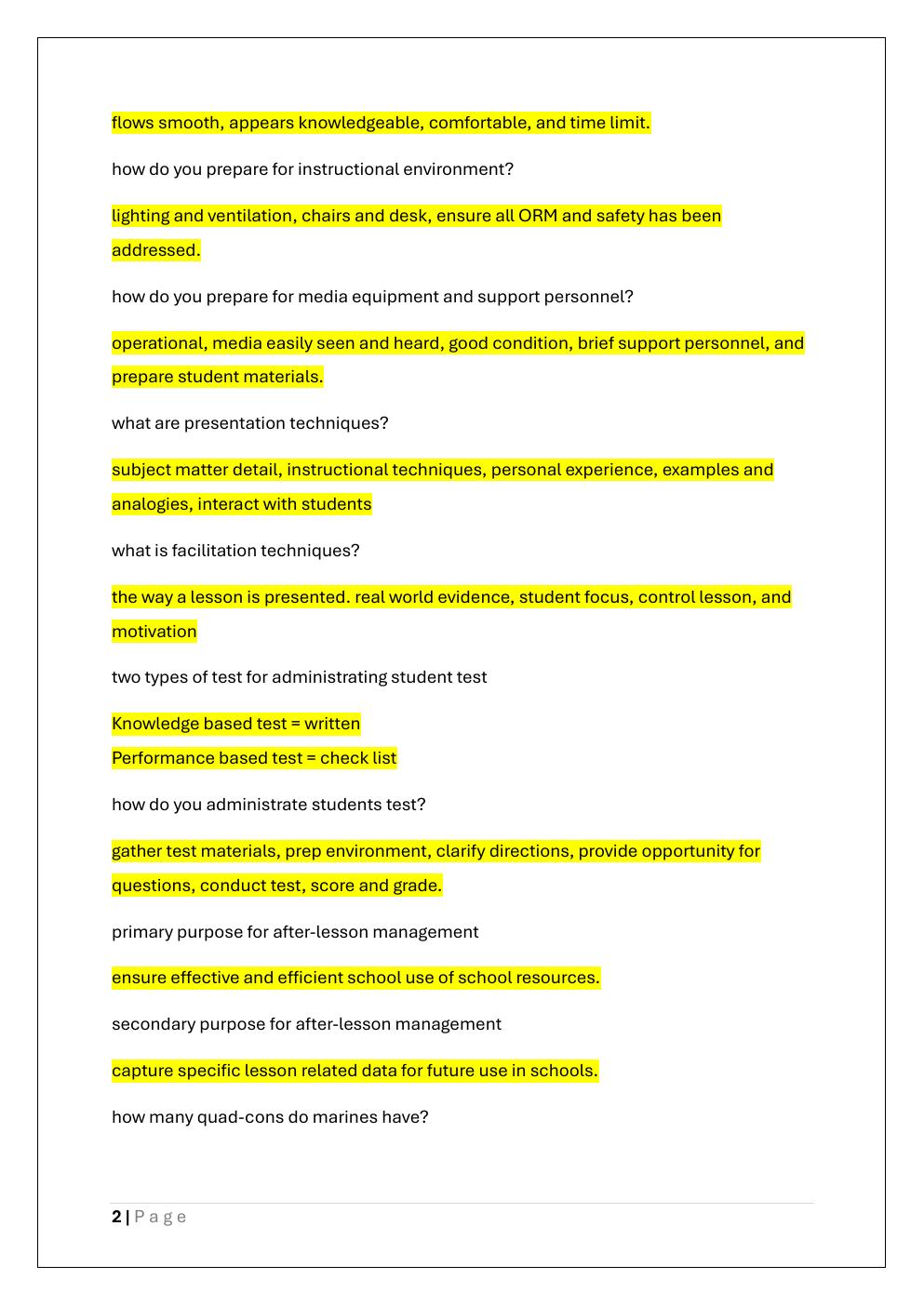 Preview page 2 of INIWIC TEST 1 EXAM