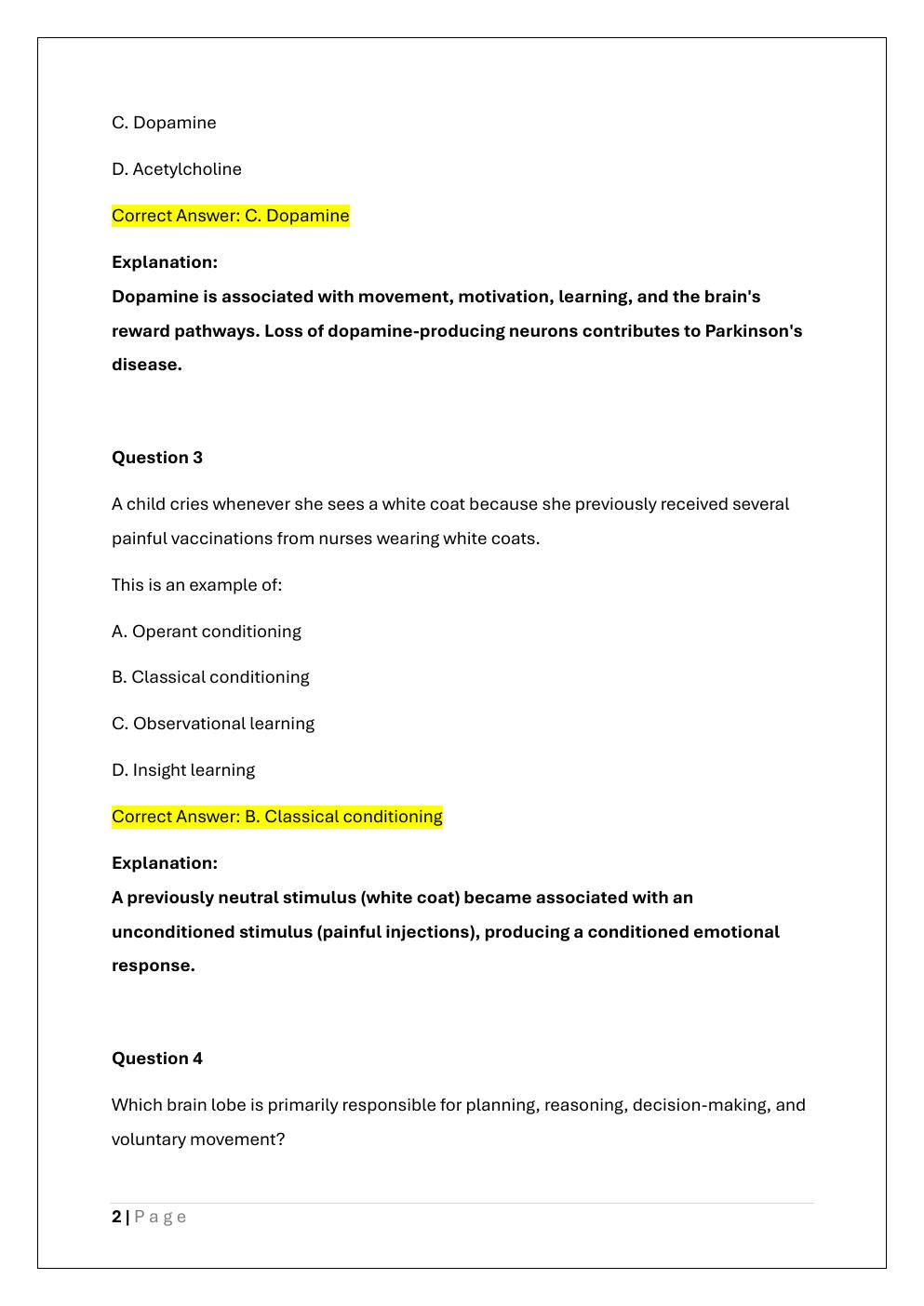 Preview page 2 of WGU C180 INTRODUCTION TO PSYCHOLOGY  OA EXAM