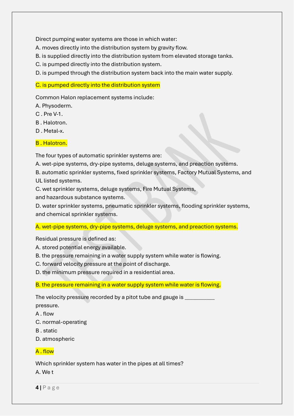 Preview page 4 of NFPA 1031 FIRE INSPECTOR 1&2 EXAM